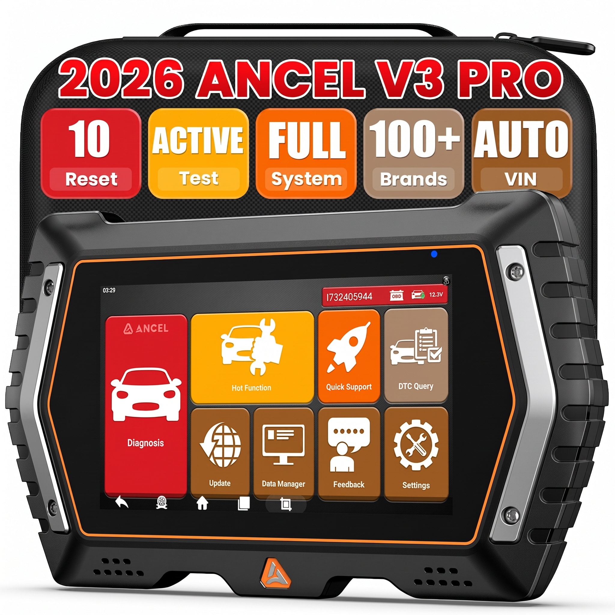 ANCEL  V3 PRO OBD2 Scanner Bidirectional Car Diagnostic Tool with Active Test Full System Scan 10 Resets and WI FI Lifetime Free Update
