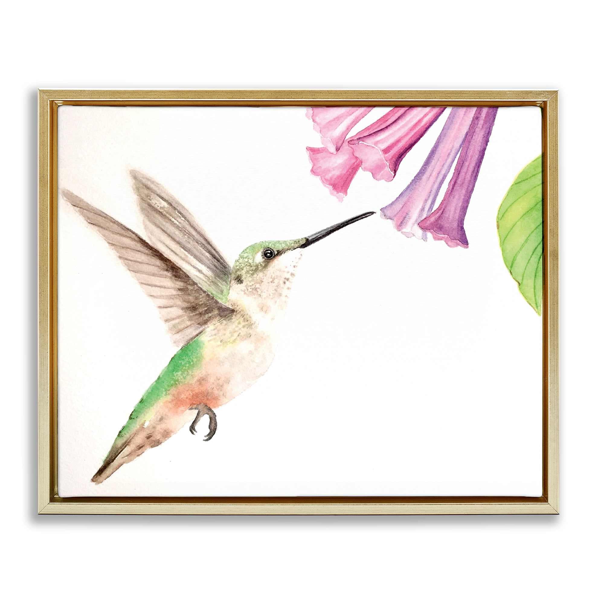 Stupell Industries BS-575-FFG-24X30 Hummingbird and Bluebell Flower Floating Frame design by Stephanie Fielden