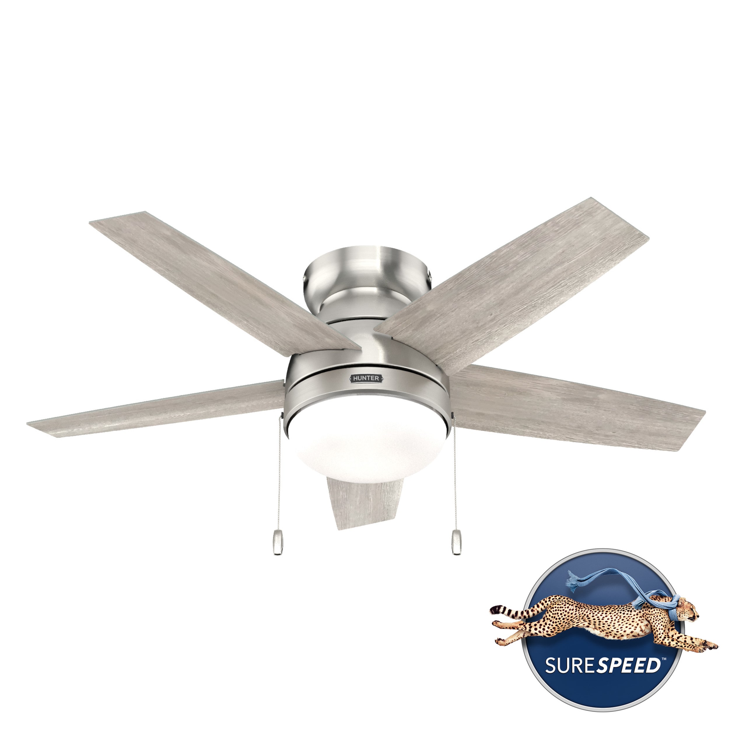 Hunter Alexander 44-in Brushed Nickel Indoor Flush Mount Ceiling 