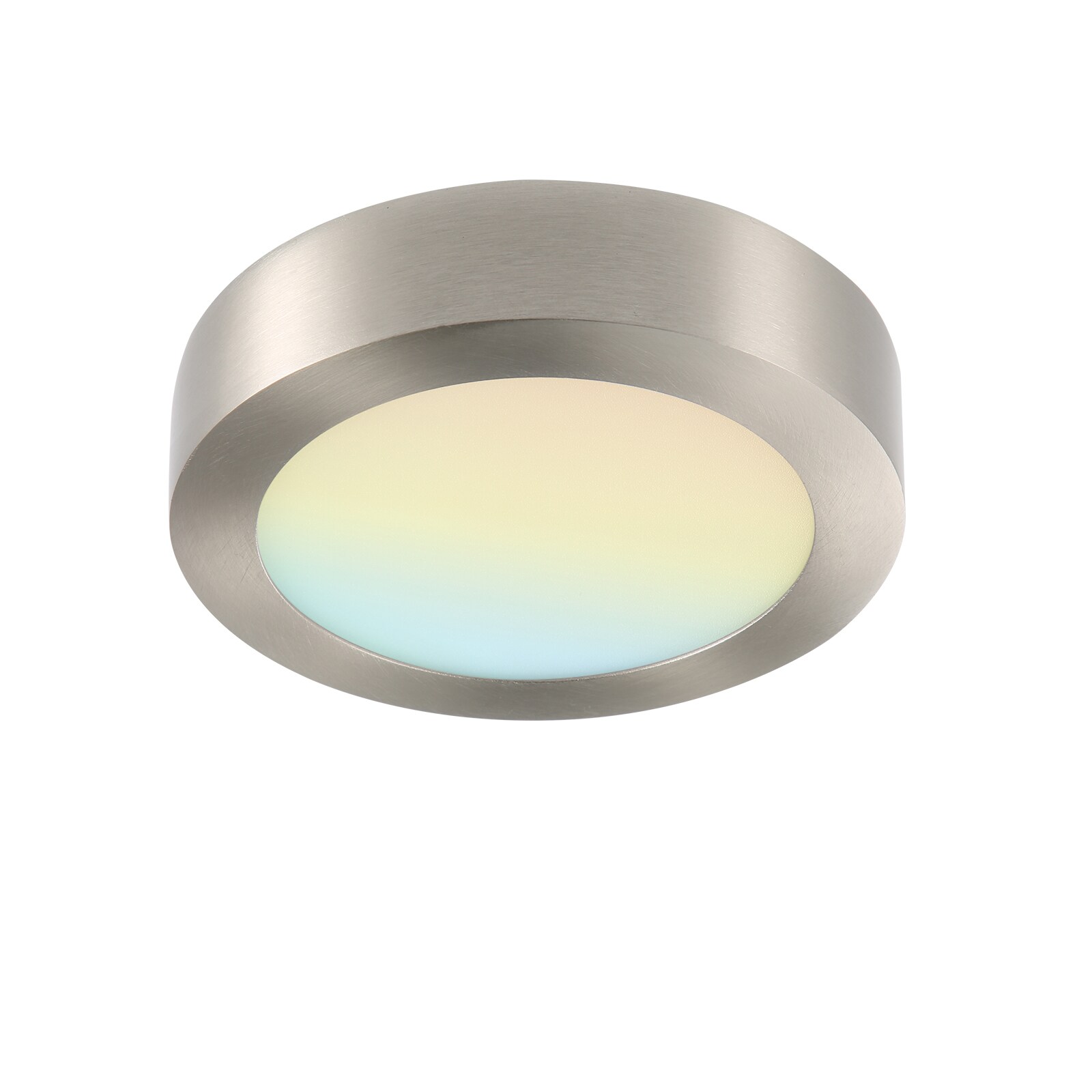 RUN BISON 9 Inch Round 5CCT Selectable Integrated LED Flush Mount Downlight in Brushed Nickel Finish with 90 CRI High Brightness Energy Saving Ceiling Light for Living Room and Bedroom