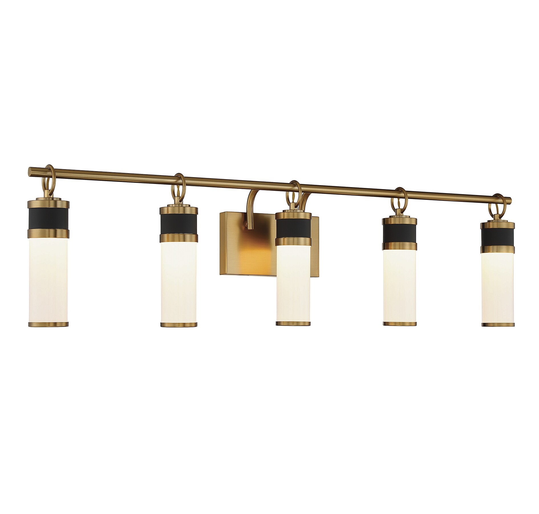 Matte Black and Warm Brass 5-Light LED Bathroom Vanity Fixture