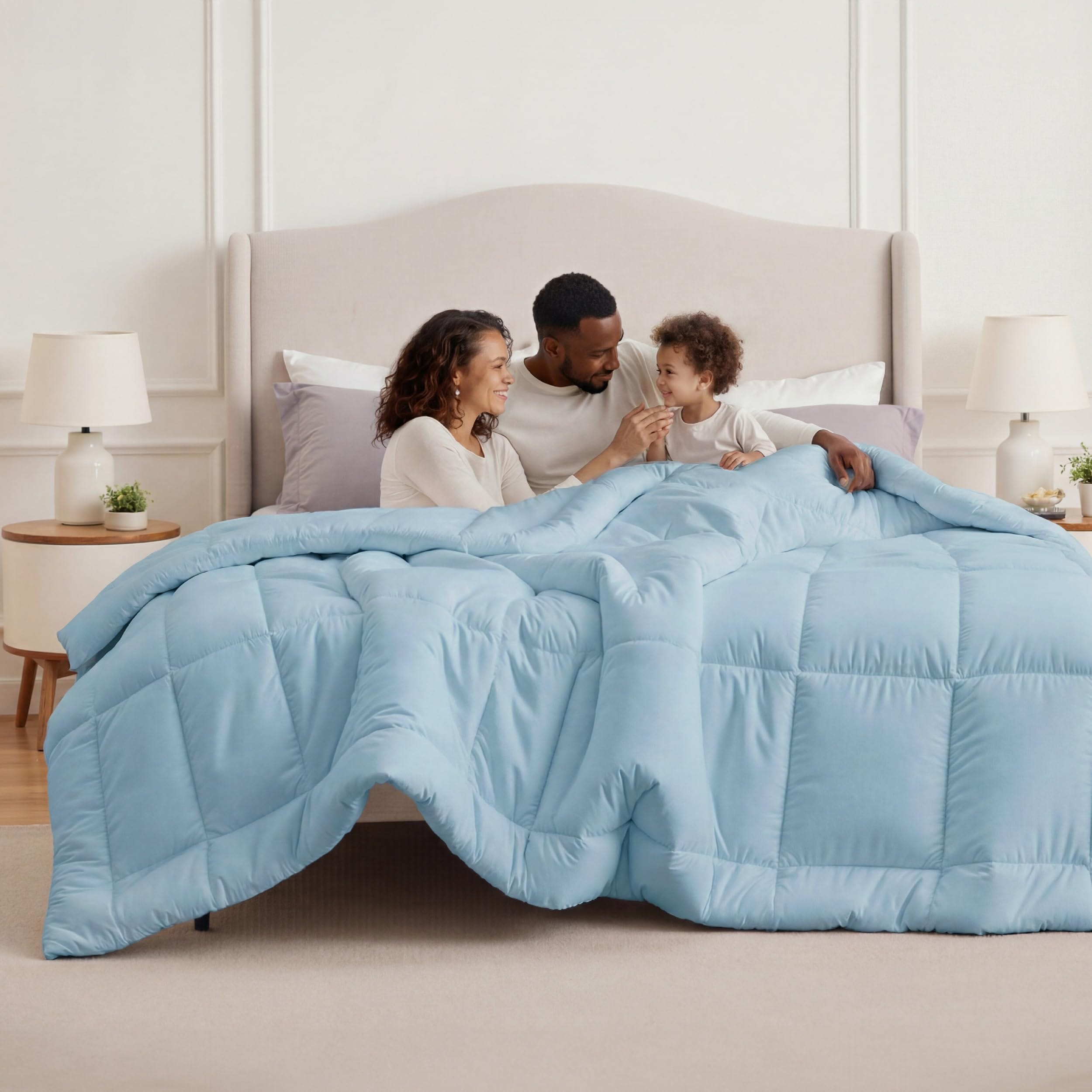 Bedsure 98x98 Oversized Queen 1-Piece Teal Comforter