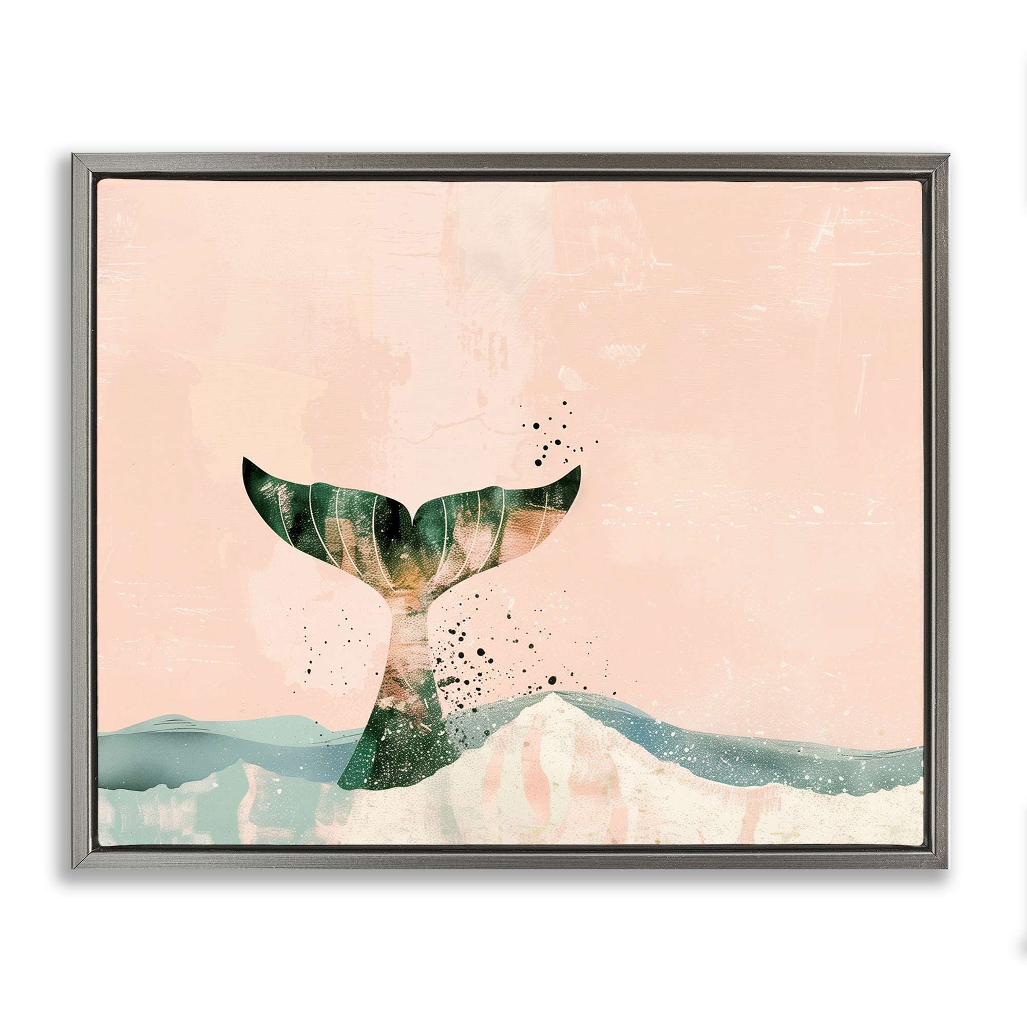 Stupell Industries BT-699-FFL-24X30 Pink Abstract Whale Tail Floating Frame design by Arlington Prints