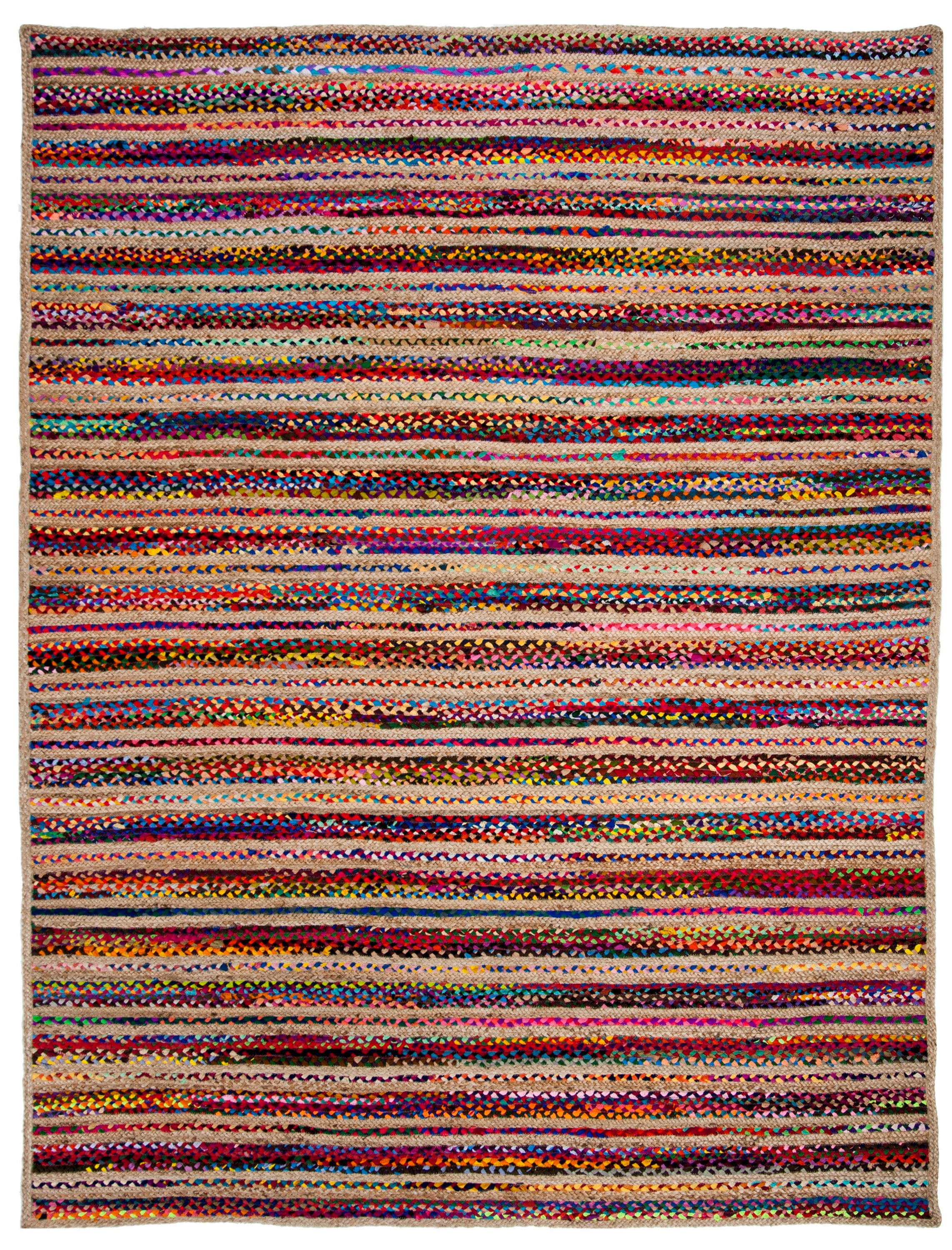 Multicolor Hand-Knotted Wool and Cotton 8' x 10' Area Rug