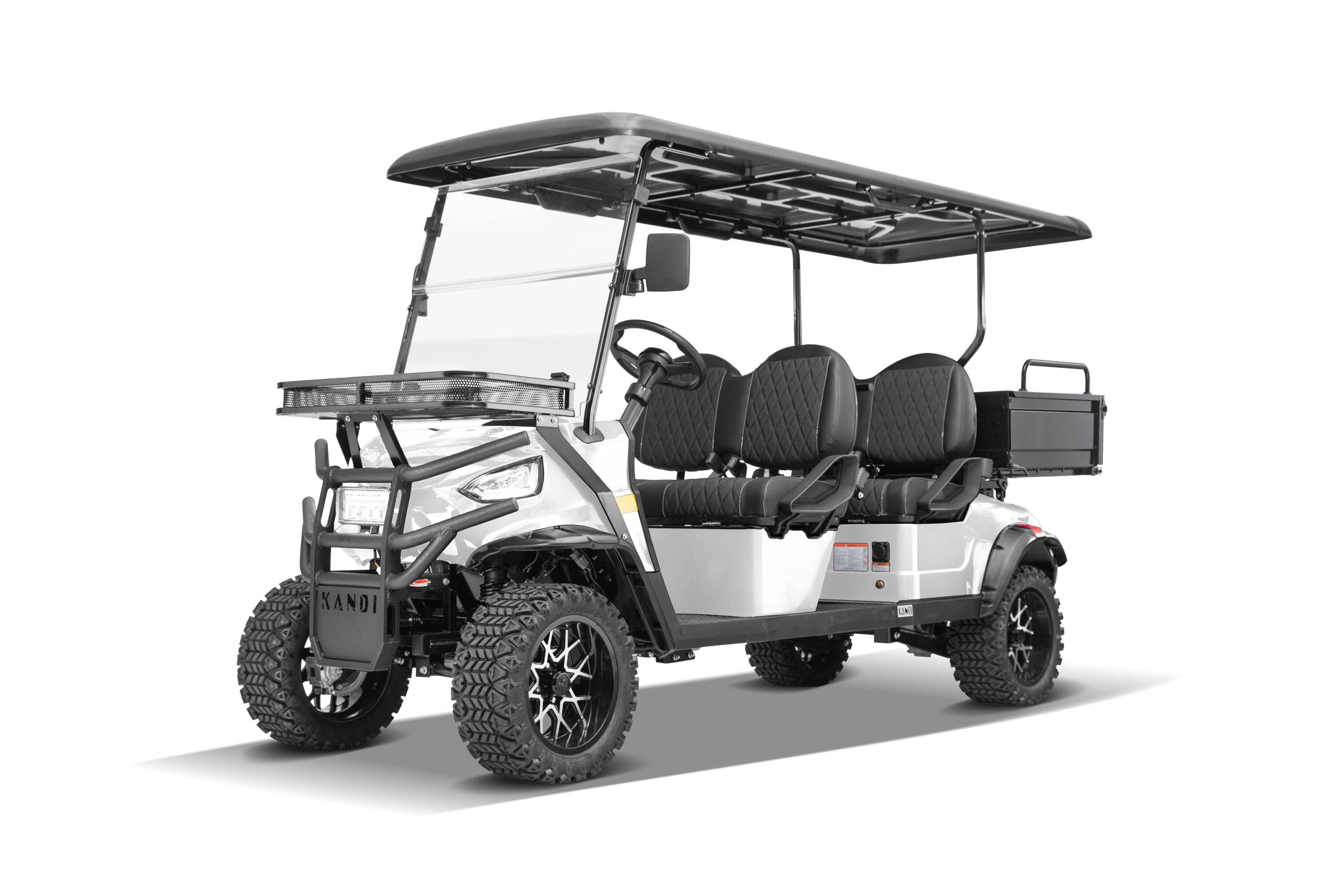 KANDI LOW4PLIRAN-L-W Ranch 4 Seat Electric Golf Cart with Lithium Battery and Tilting Cargo Bed, Max 15mph- White