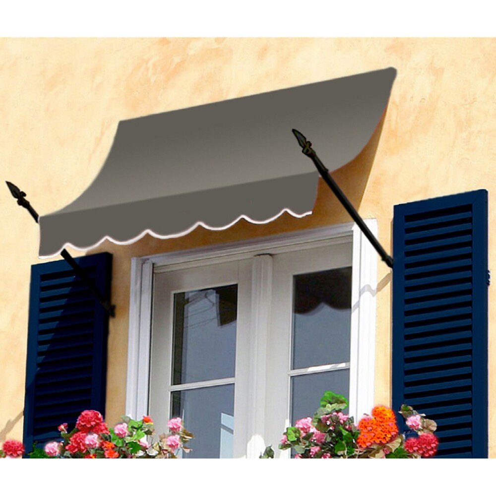 Awntech NO21-6GUN New Orleans 76.5-in Wide x 16-in Projection x 24-in Height Fabric Gunmetal Solid Fixed Window/Door Awning