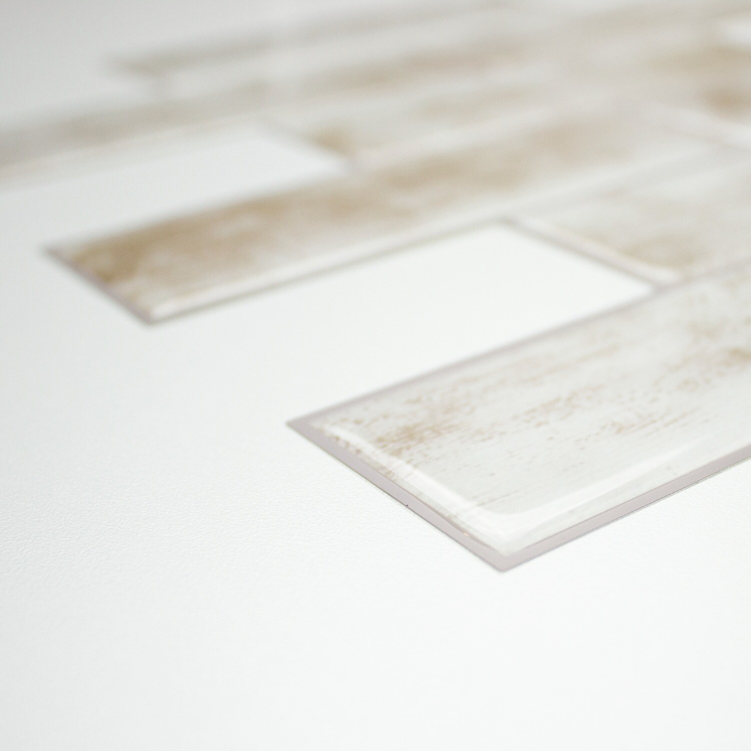 Distressed Wood White and Brown Peel and Stick Subway Tile