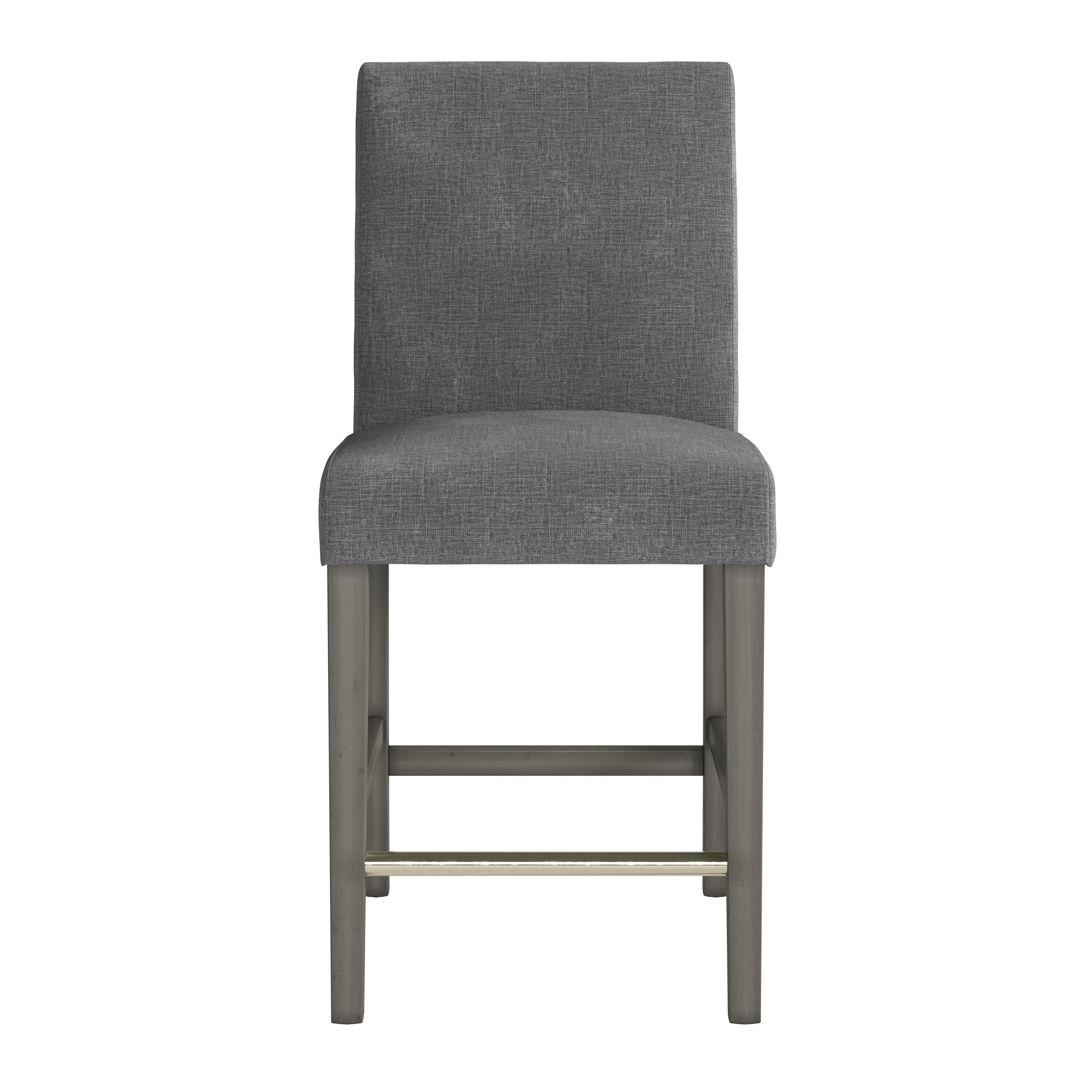 Laura Gray Fabric and Wood Counter Height Barstool with Steel Footrest