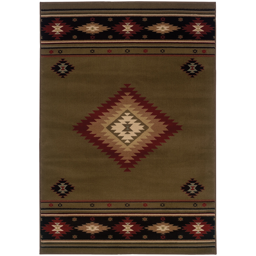 Archer Lane 087HUDJ17L Galloway 8 x 11 (ft) Polypropylene Green Rectangular Indoor Medallion Southwestern Area rug