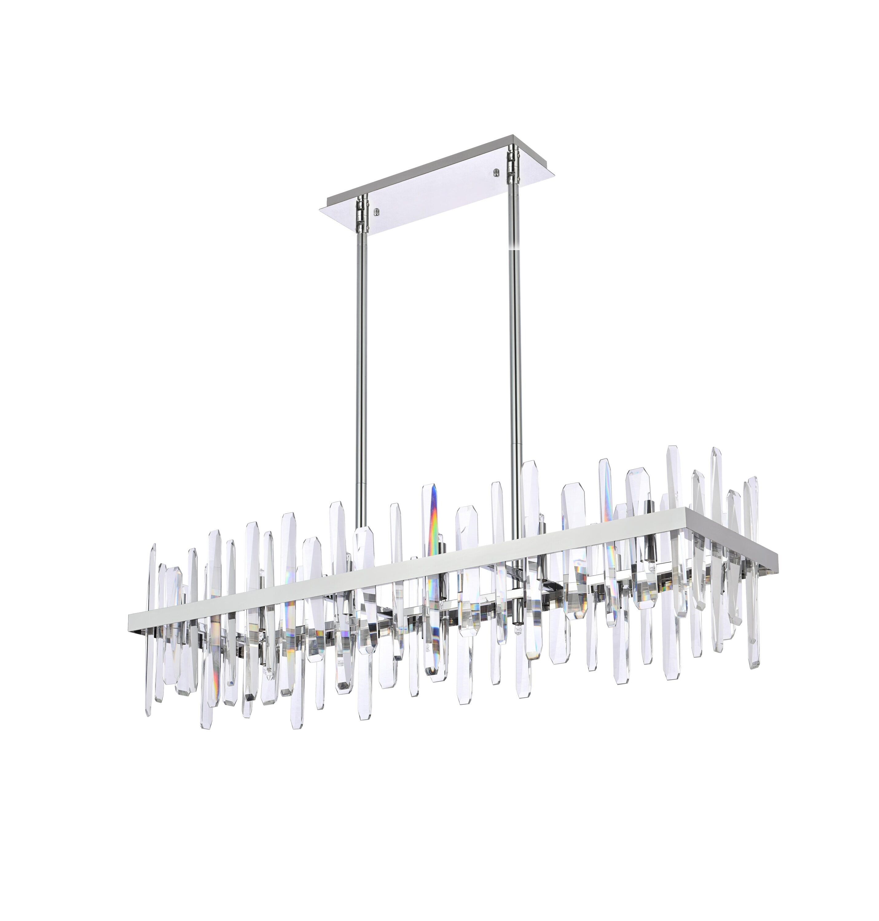 Serena Chrome and Crystal 24-Light Rectangular Chandelier