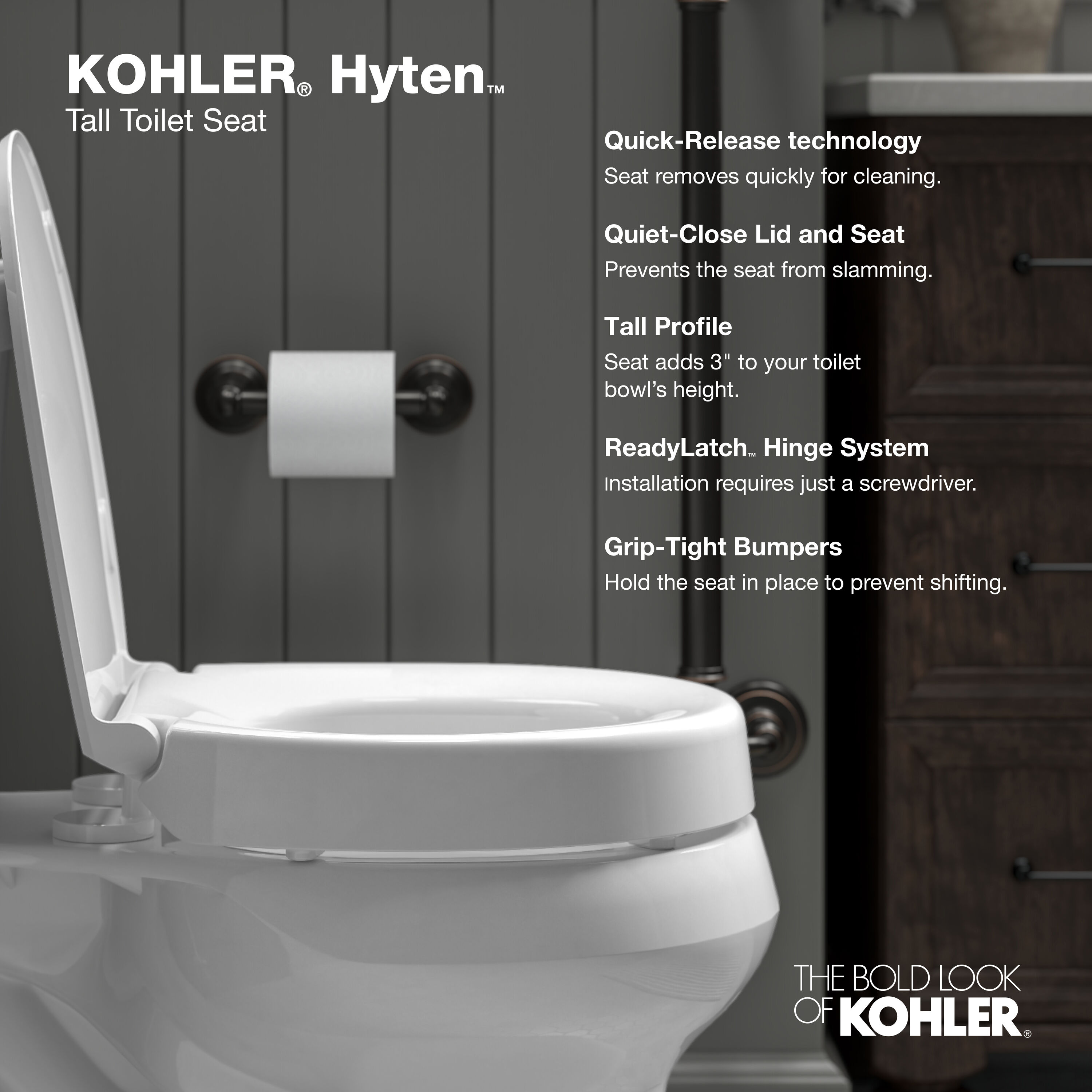 KOHLER Hyten Plastic White Round Soft Close Toilet Seat 25876-0 at ...