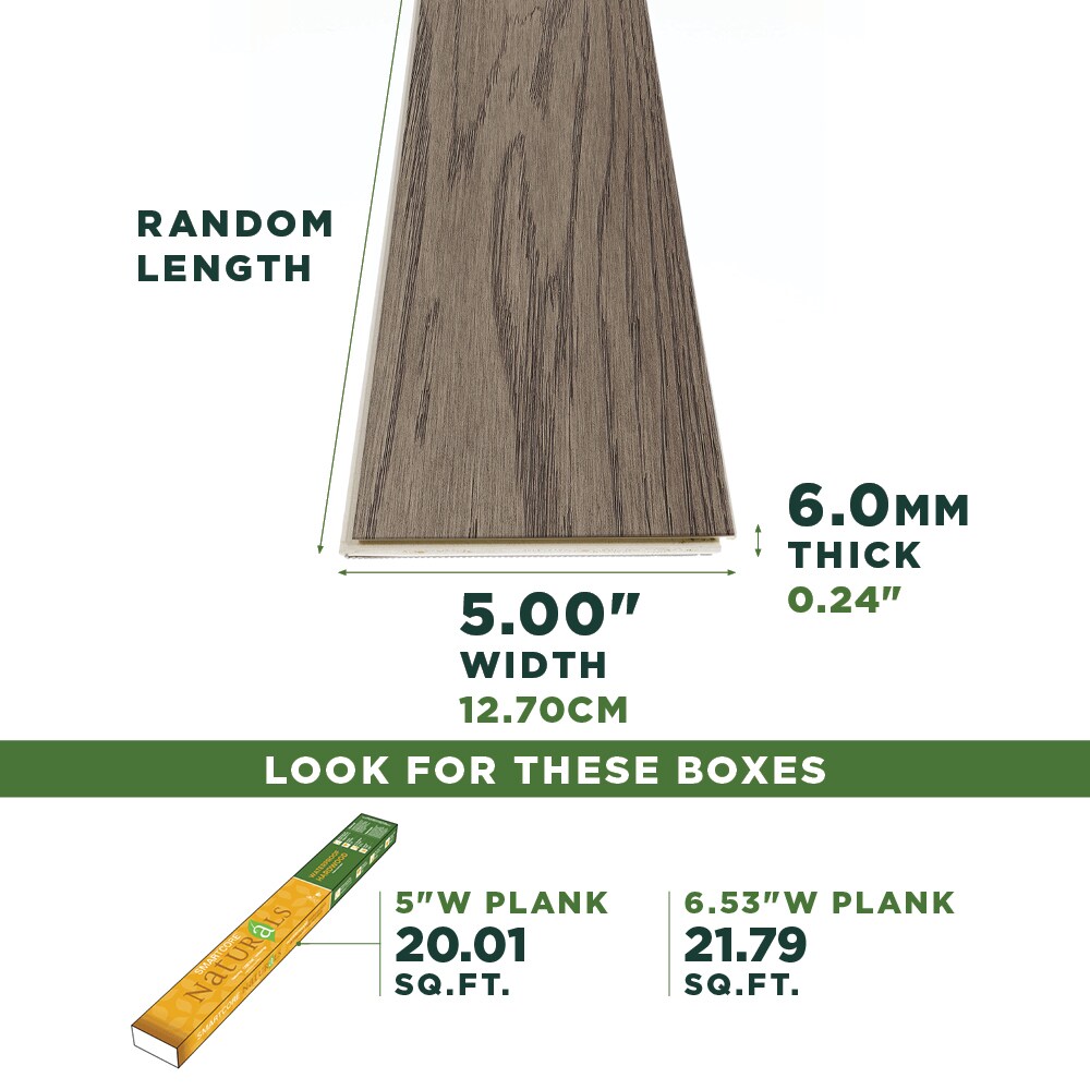 SMARTCORE Naturals Cliffside Oak Oak 5-in W x 1/4-in T x