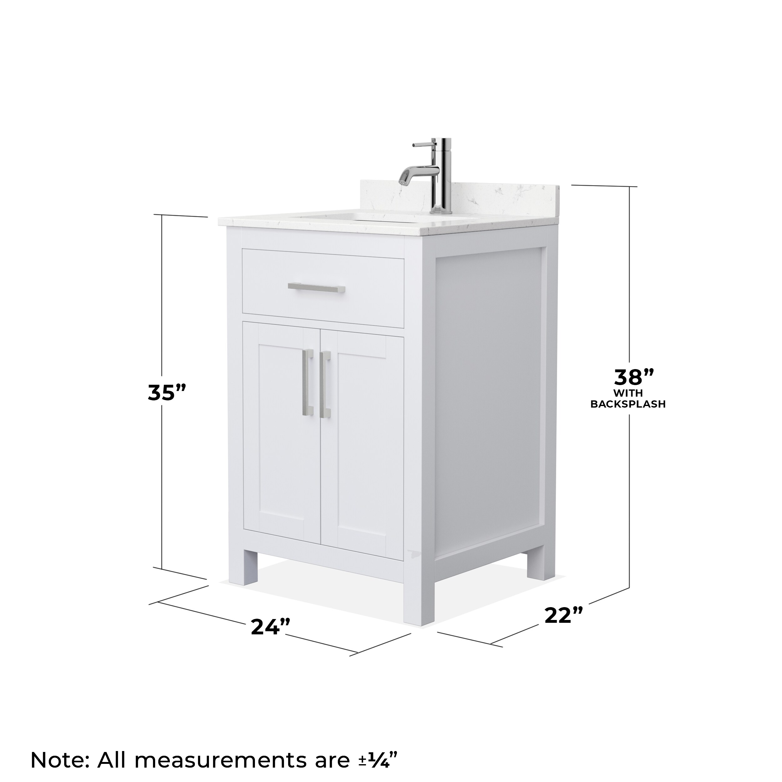 Beckett 24" White Freestanding Single Bathroom Vanity with Carrara Marble Top