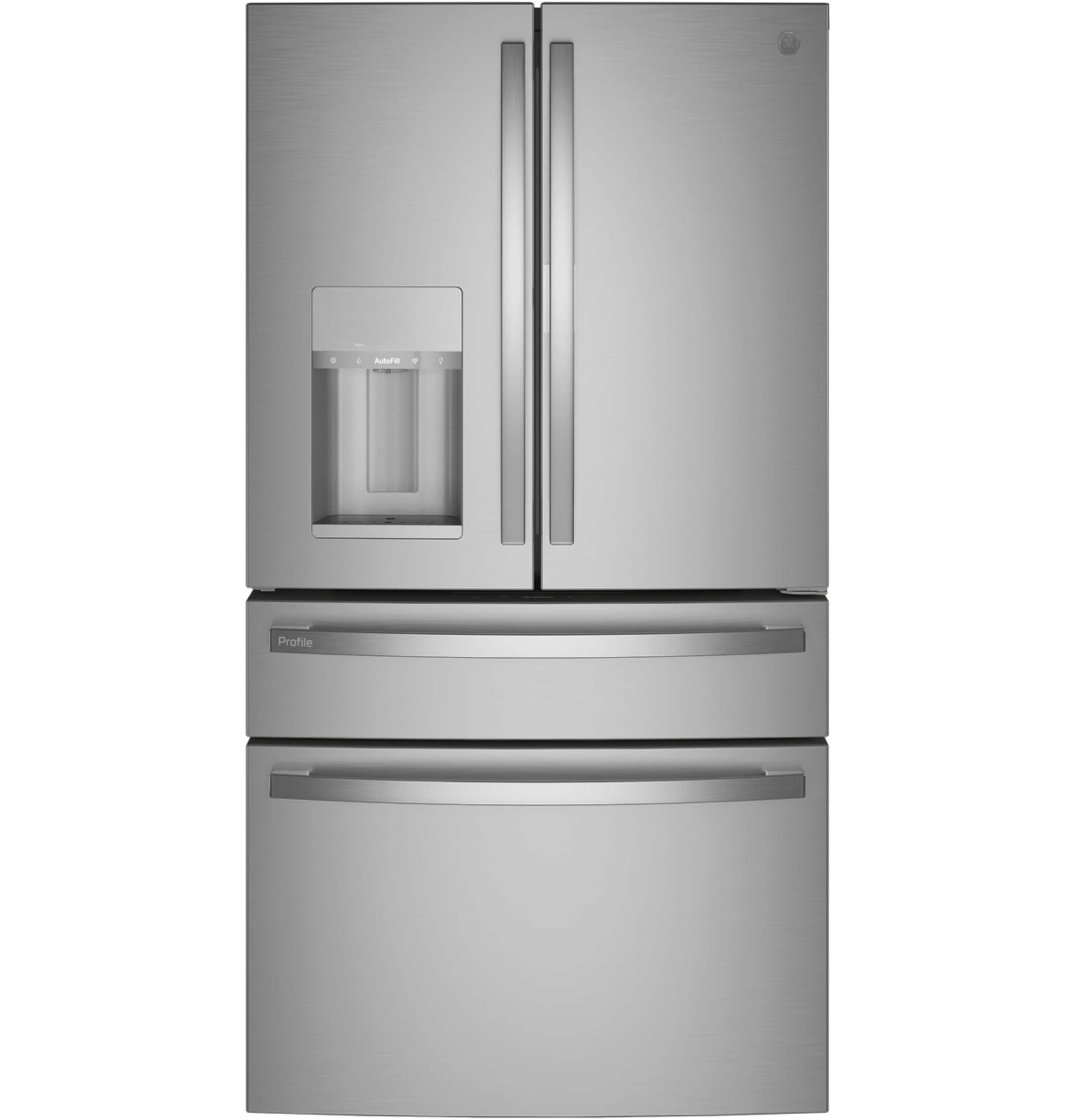 GE PXD22BYPFS Profile Counter-Depth 22.4-cu ft 4 -Door Smart Compatible French Door Refrigerator with Ice Maker with Water and Ice Dispenser and Door within Door ( Stainless Steel ) ENERGY STAR Certified