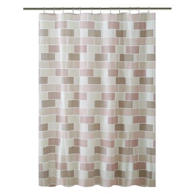 Eva Peva Beige Patterned Shower Curtain, Tan Shower Curtain Liner