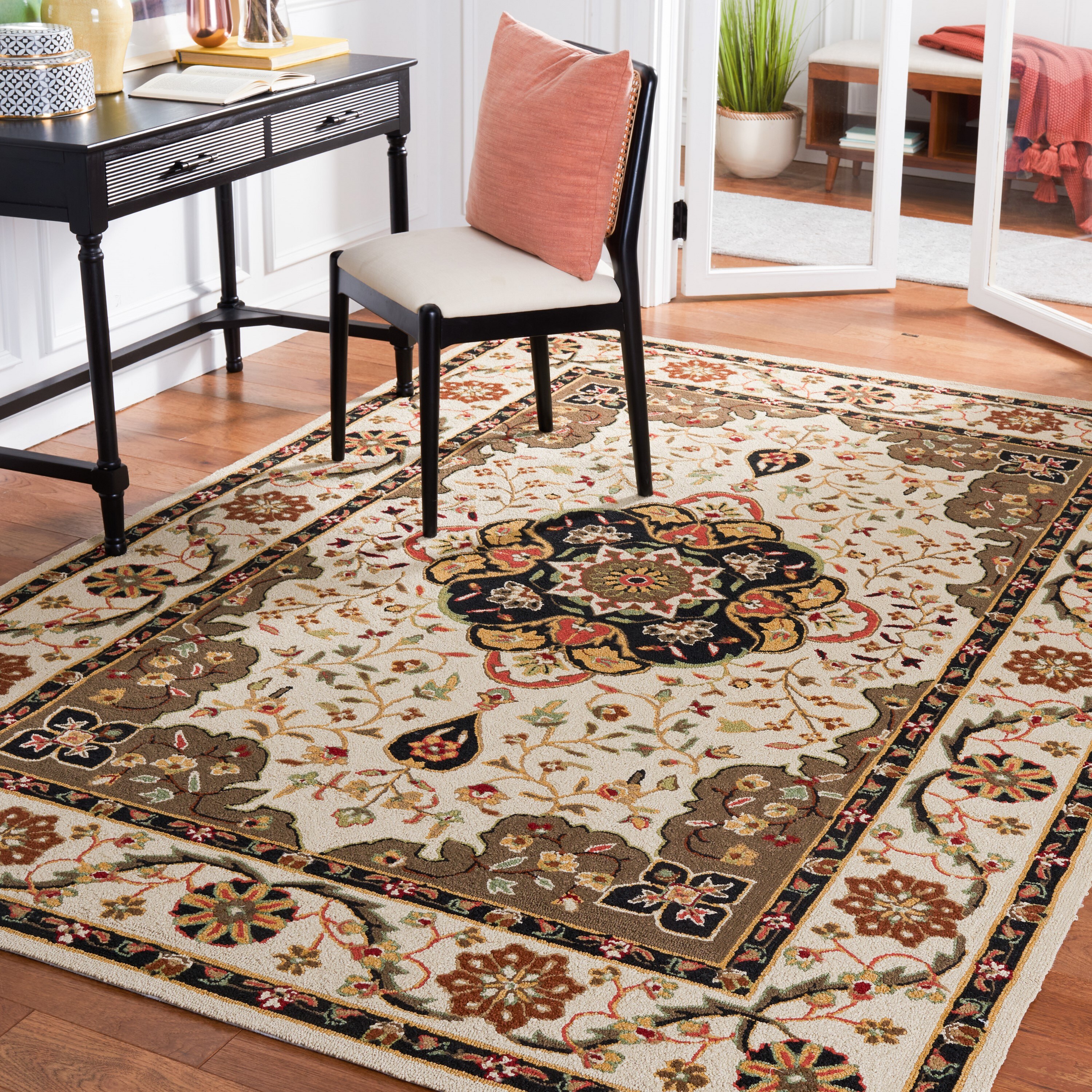 Safavieh EZC757G-4 Easy Care Bridgeport 4 x 6 (ft) Loomed Polypropylene Cream/Olive Rectangular Indoor Floral/Botanical Oriental Area rug