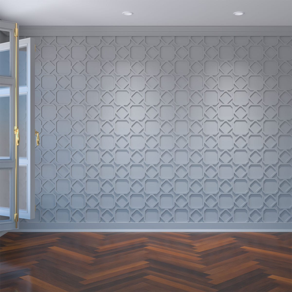 Ekena Millwork WALP08X08LKH 12-5/8-in x 7-3/8-in Smooth Paintable/Stainable White PVC Fretwork Wall Panel ( 0.57-sq ft )