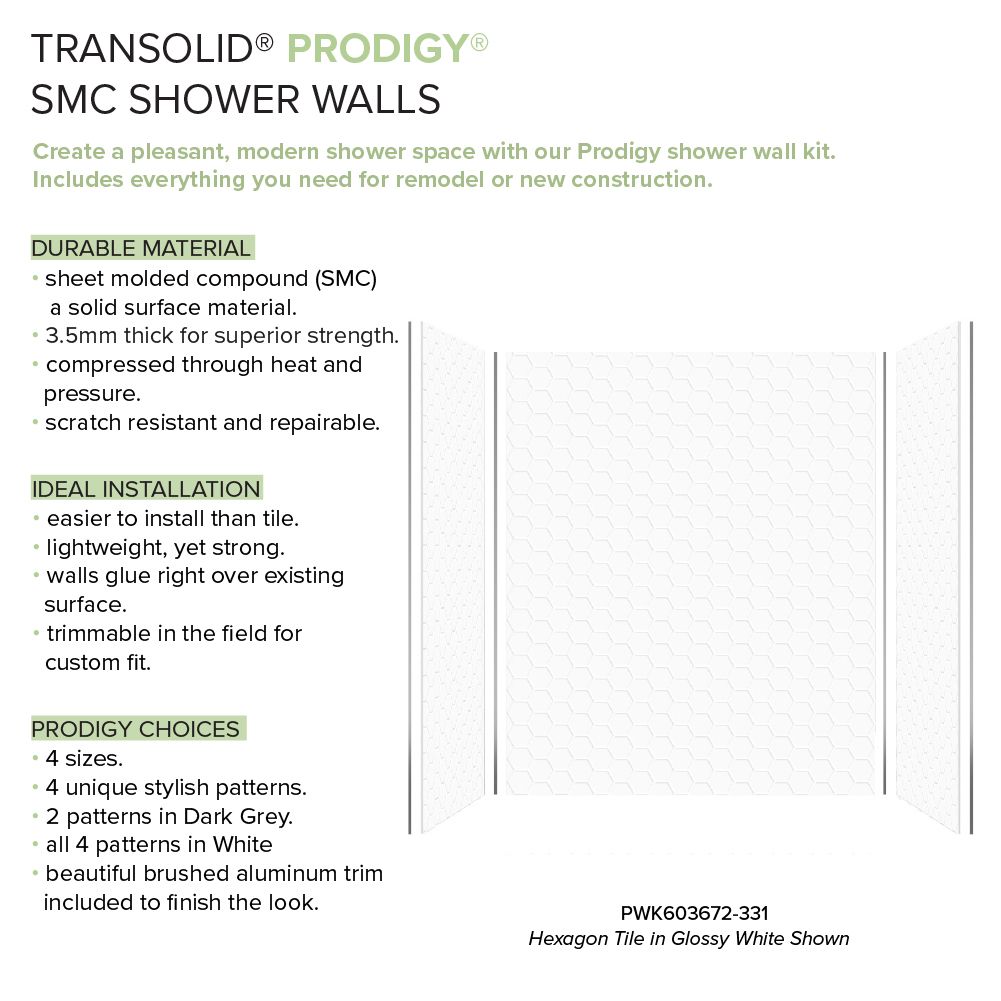 Transolid PWK603672-331 Shower-Wall-Surrounds - View #2