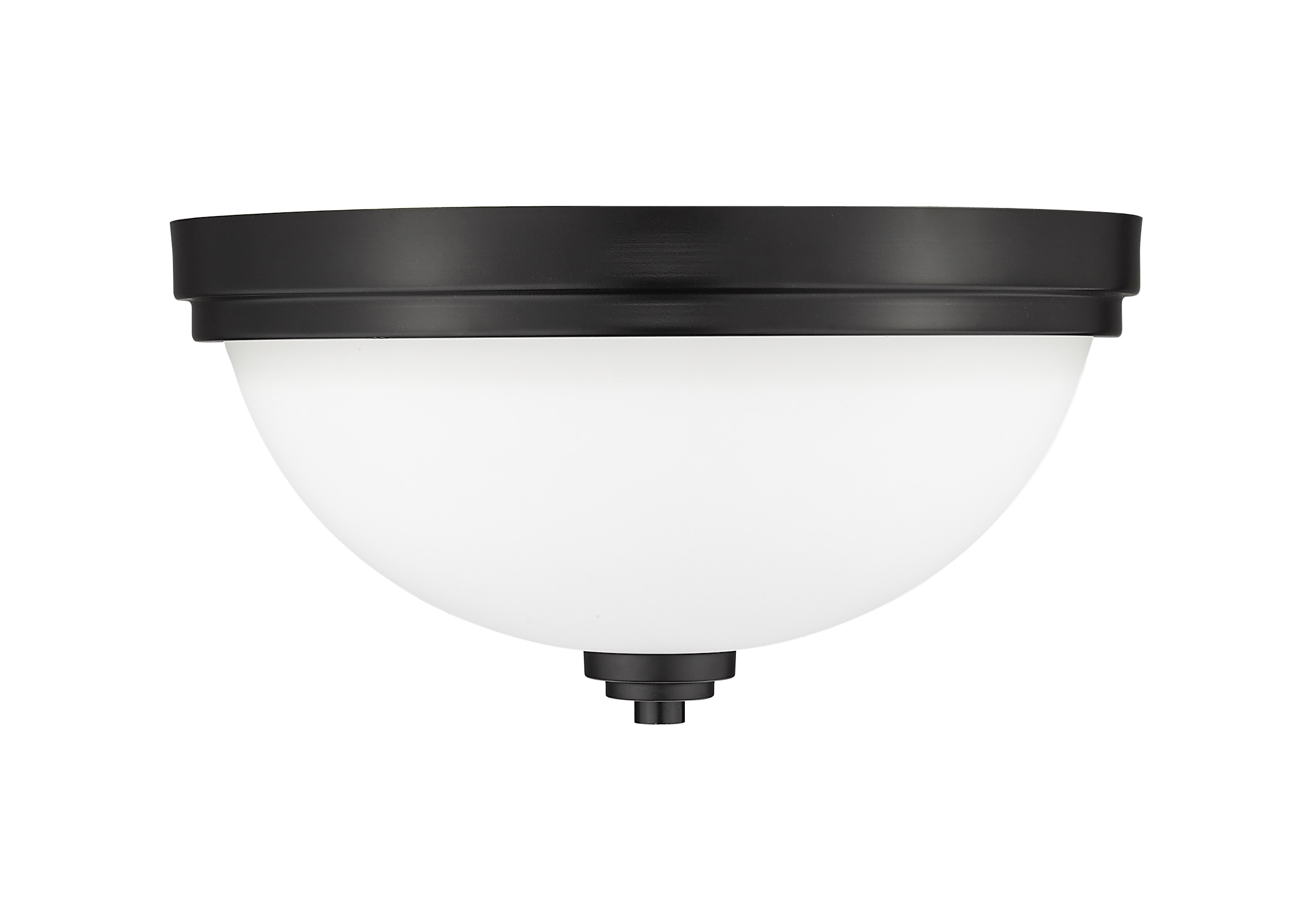 Ashton Matte Black 2-Light Flush Mount with Opal Glass Shade