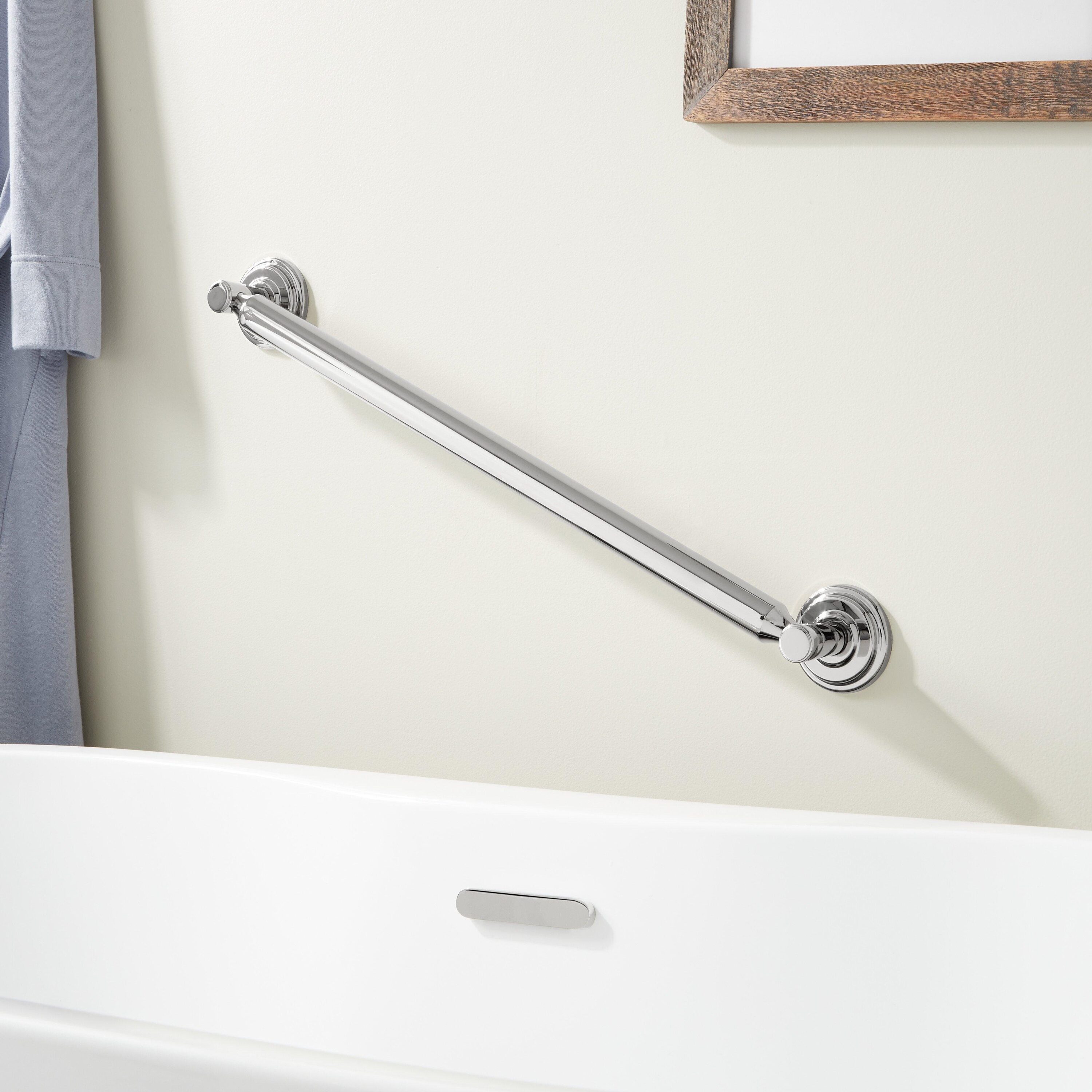 Signature Hardware 446077 Chrome Wall mount ADA Compliant Grab Bar ( 3-lb Weight Capacity )