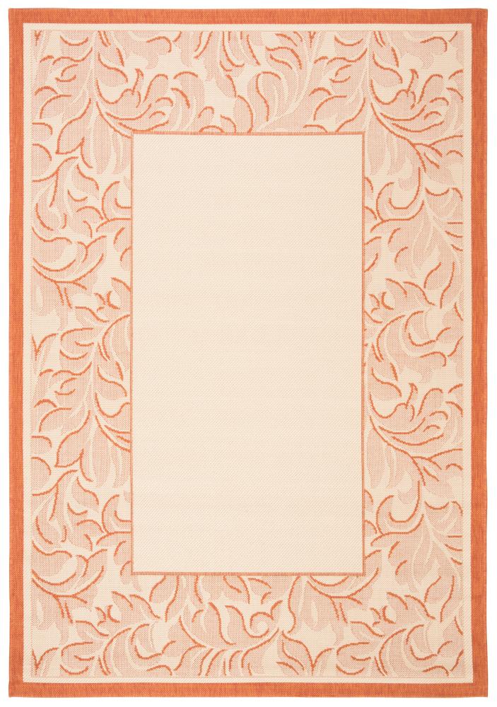 Safavieh CY2666-3201-5 Courtyard Mystic Borders 5 x 8 (ft) Loomed Polypropylene Natural/Terra Rectangular Indoor/Outdoor Floral/Botanical Coastal Area rug
