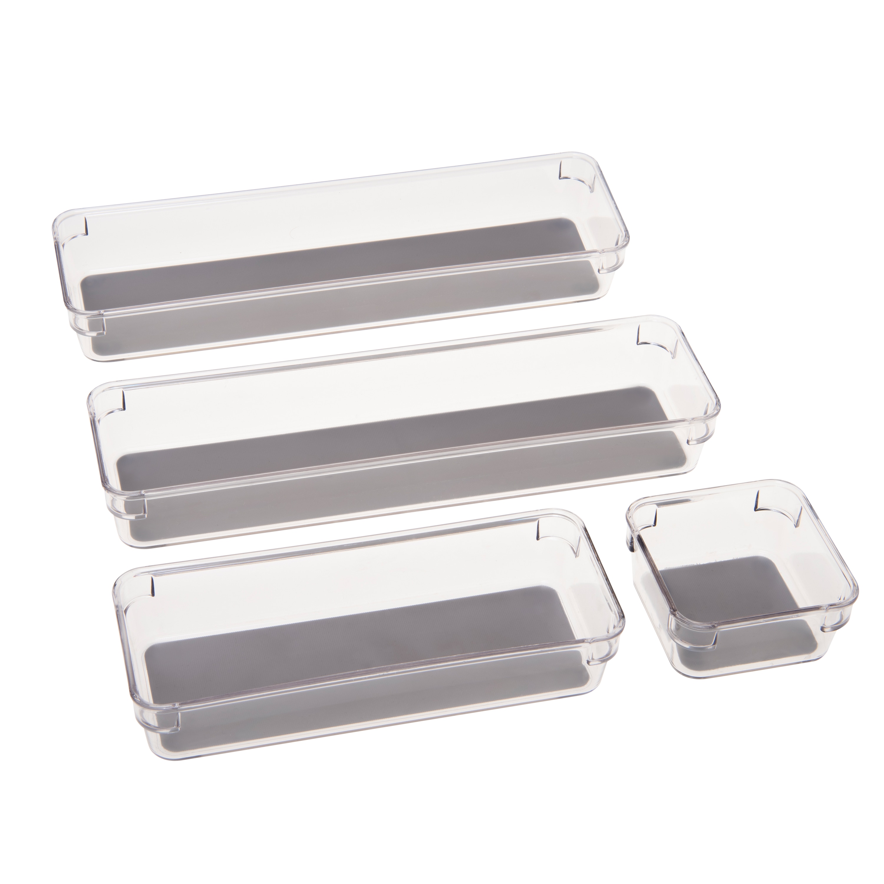 Simplify 4-Pack 12.76-in x 3.66-in Clear Plastic Drawer Organizer