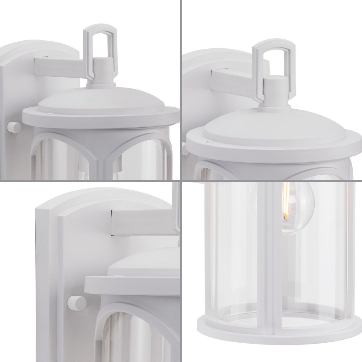 White and Clear Glass Outdoor Wall Lantern