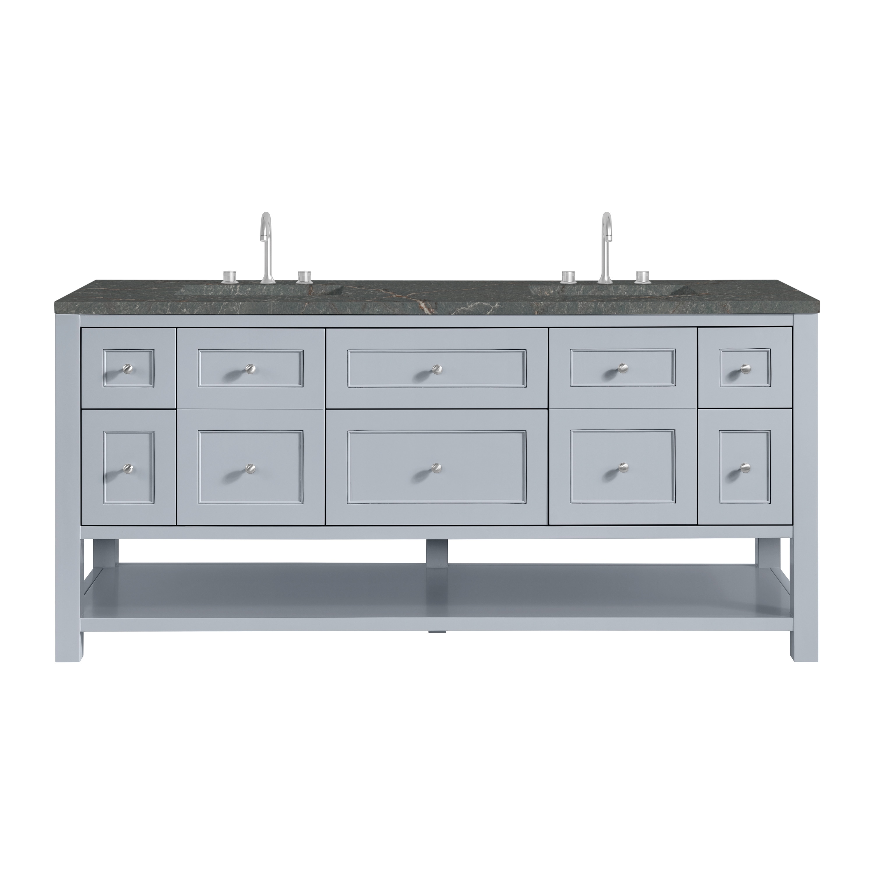 James Martin Vanities 330-V72-SRB-3PBL Breckenridge 72-in Serenity Blue Undermount Double Sink Bathroom Vanity with Parisien Bleu Quartz Top