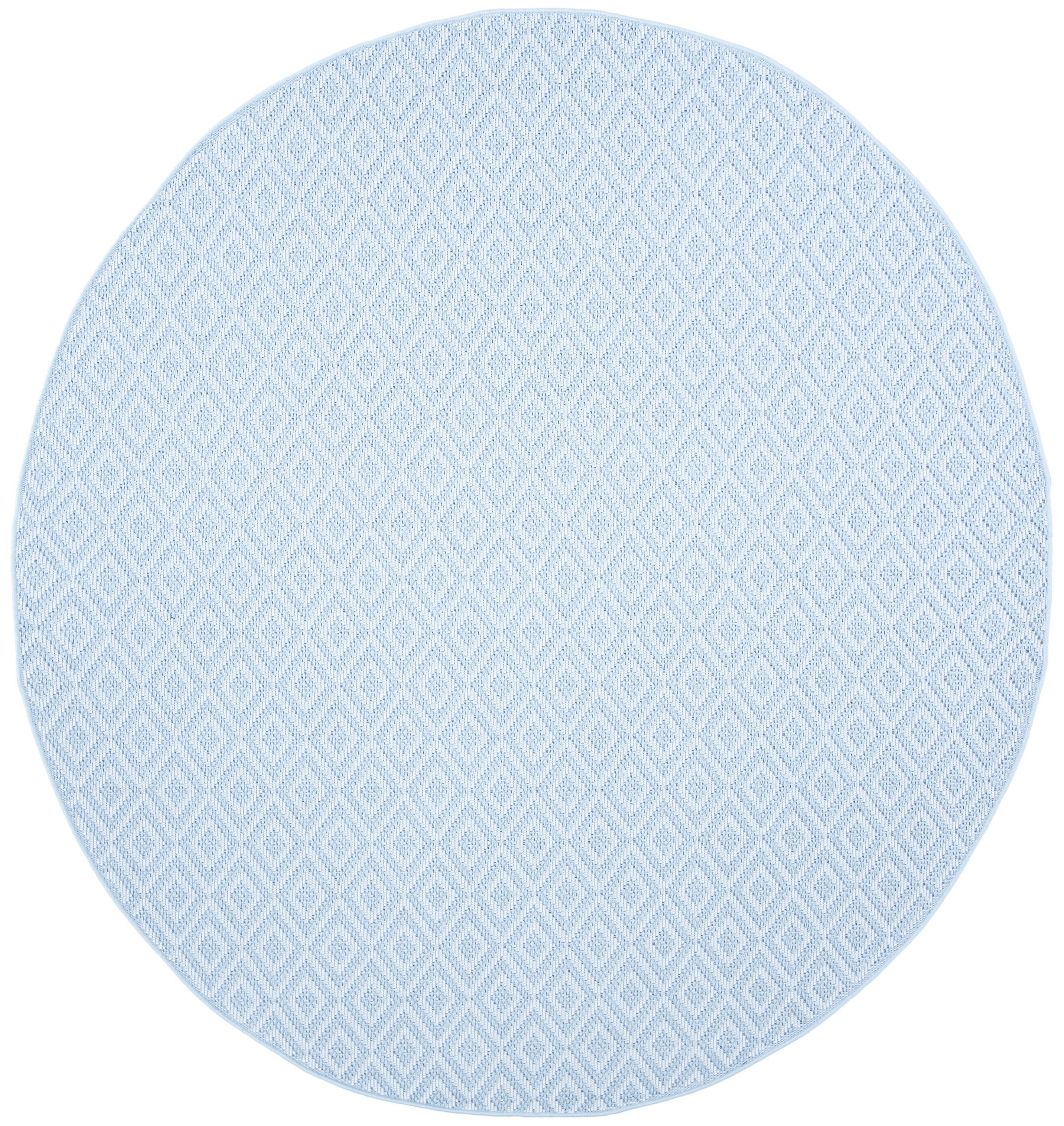 Light Blue Round Synthetic Indoor/Outdoor Area Rug 6'7"