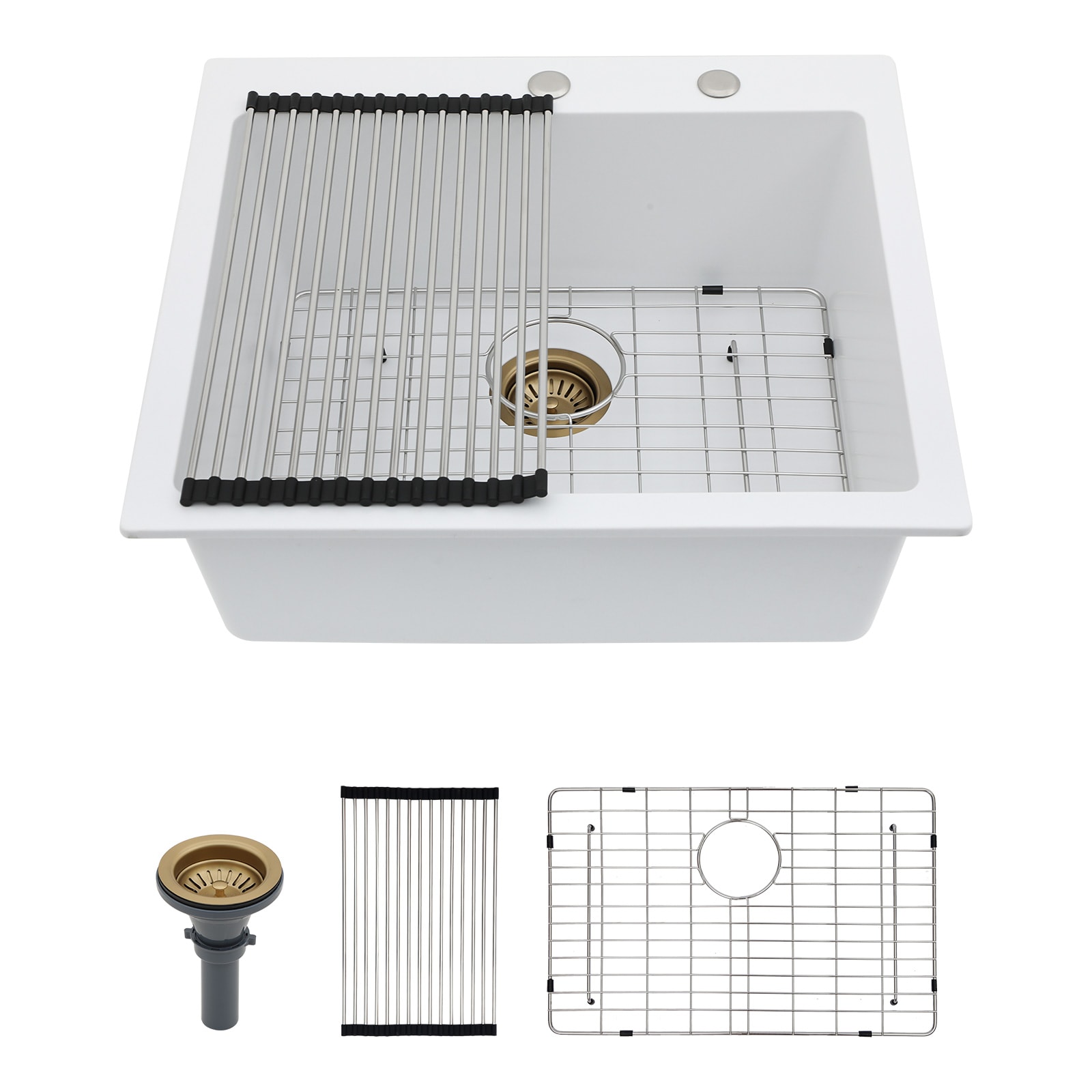 Lordear LD-SYSWHT25 Drop-in 25-in x 22-in Quartz Single bowl Kitchen Sink