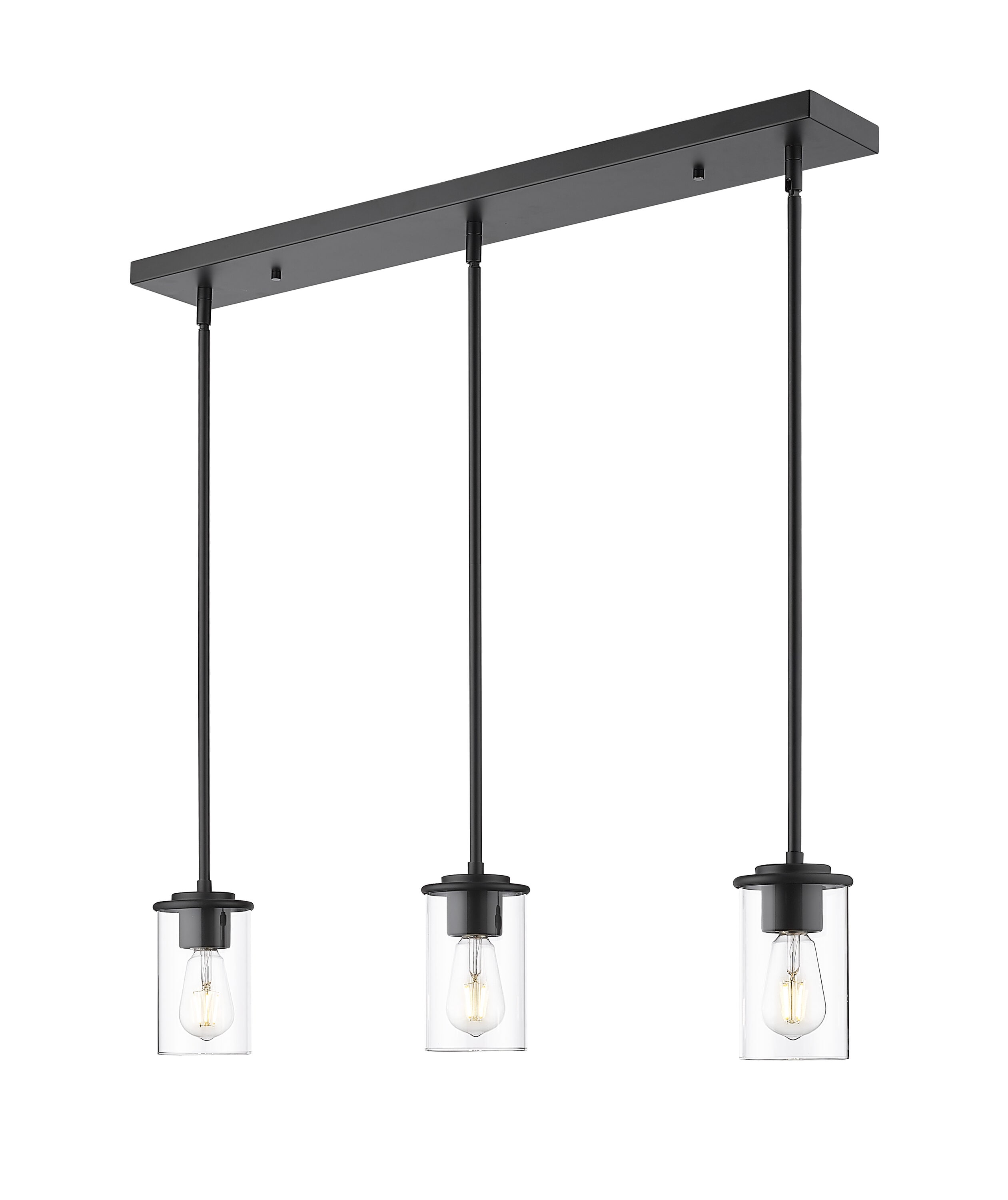 Z-Lite 742MP-3MB Thayer 3 -Light Matte Black Modern/contemporary Clear glass Linear Mini Hanging Pendant light