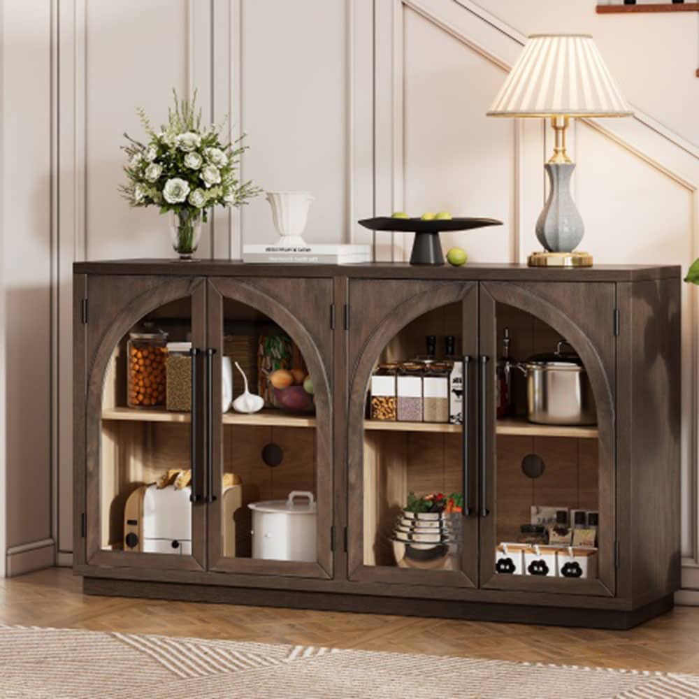 Oaks Decor OAN715021P Storage Cabinet Sideboard Contemporary/Modern Espresso Sideboard