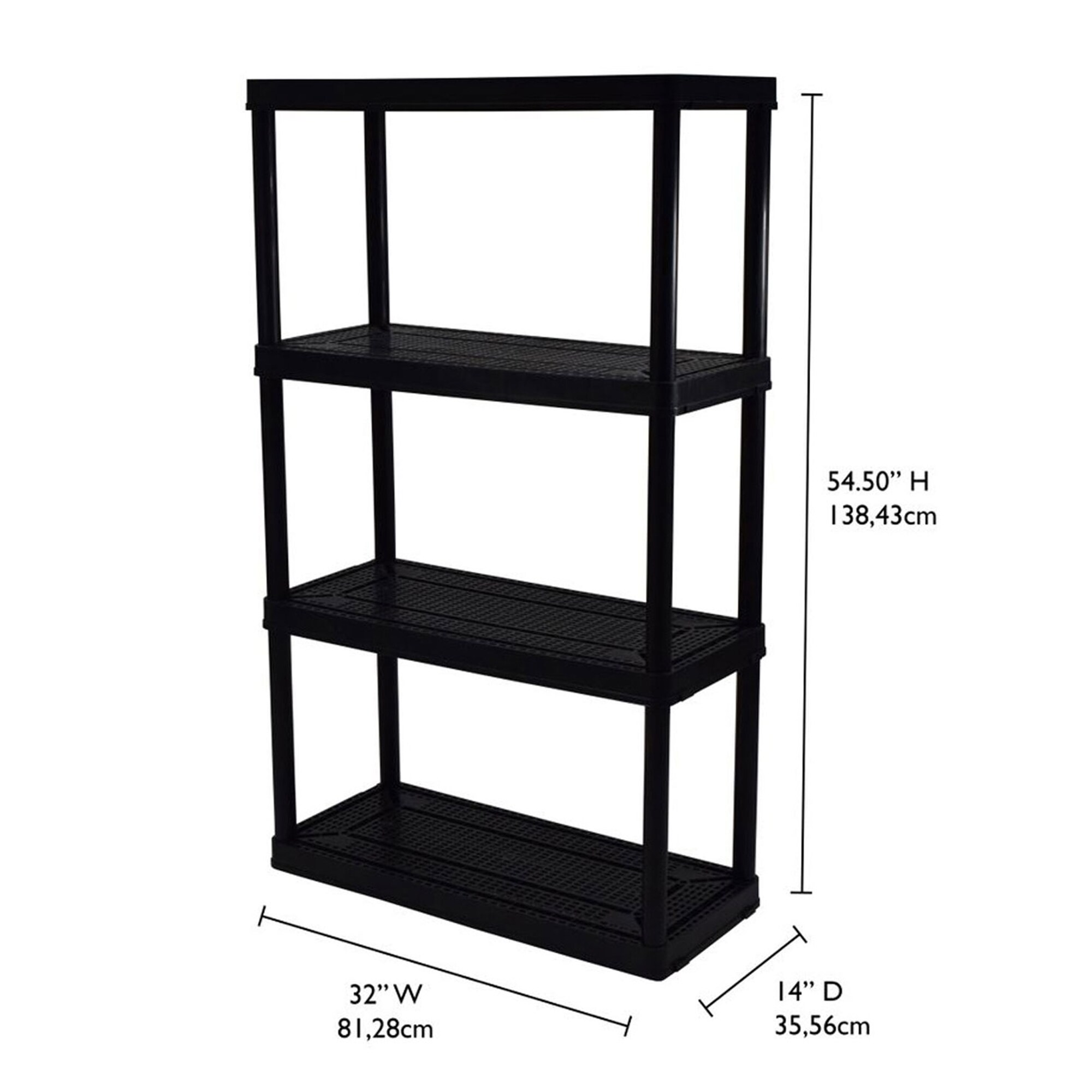 Gracious Living Plastic 4-Tier Utility Shelving Unit (32-in W x 14-in D ...