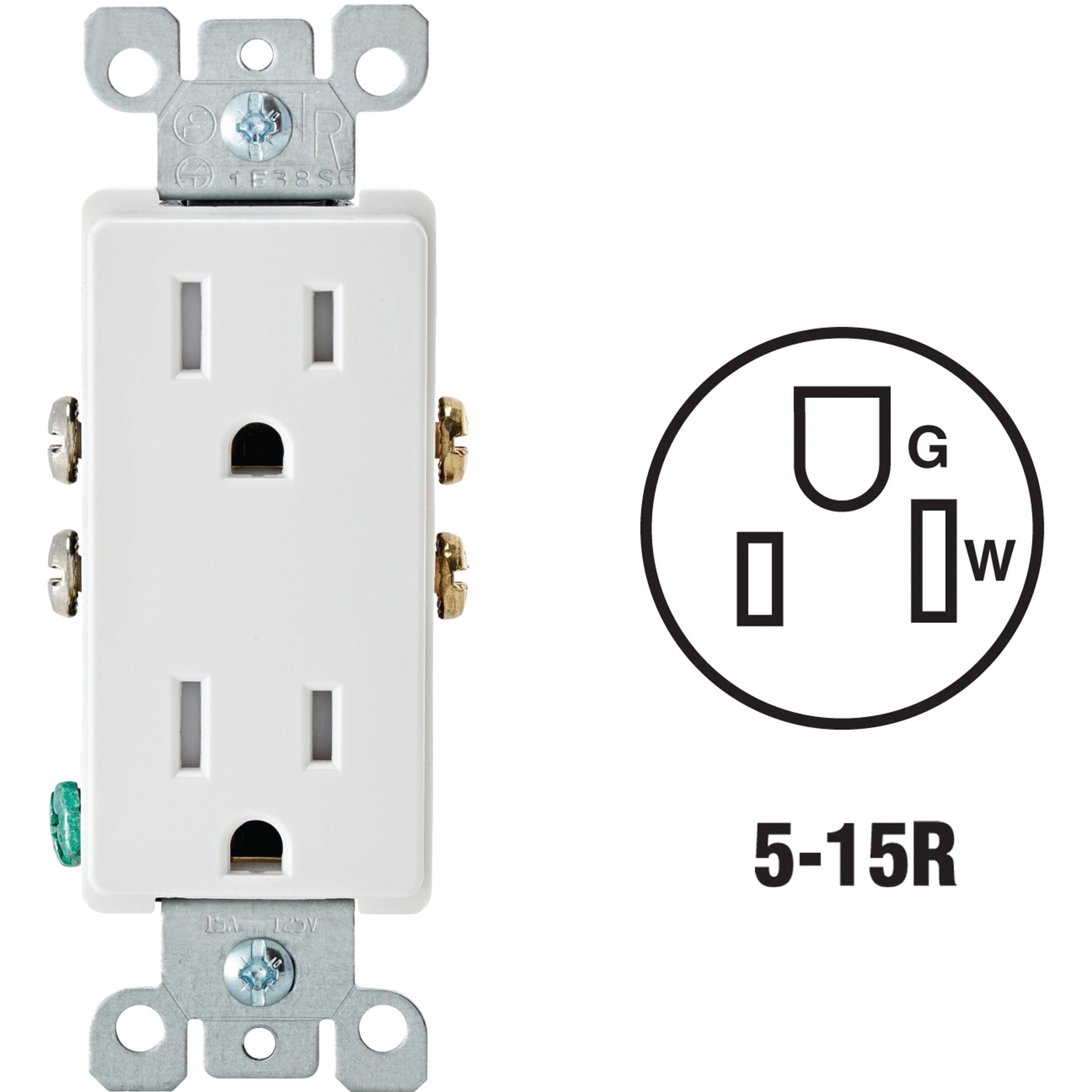 Leviton 15 Amp TamperResistant Duplex Electrical Wall Outlet White #3251899