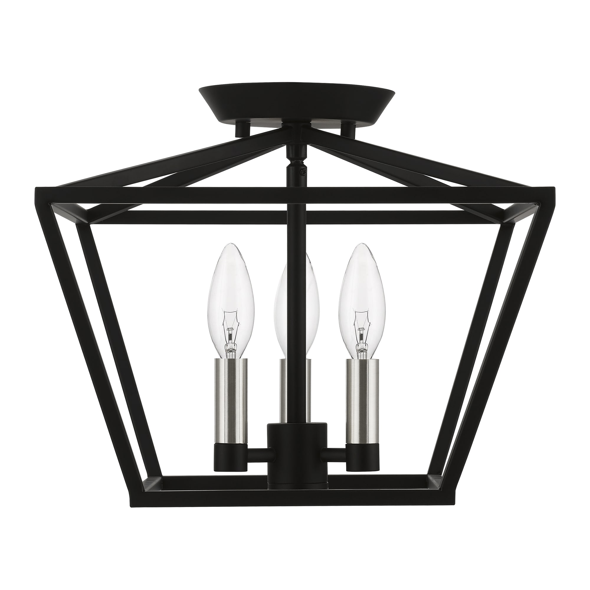 Devone 3-Light Black and Brushed Nickel Semi-Flush Mount