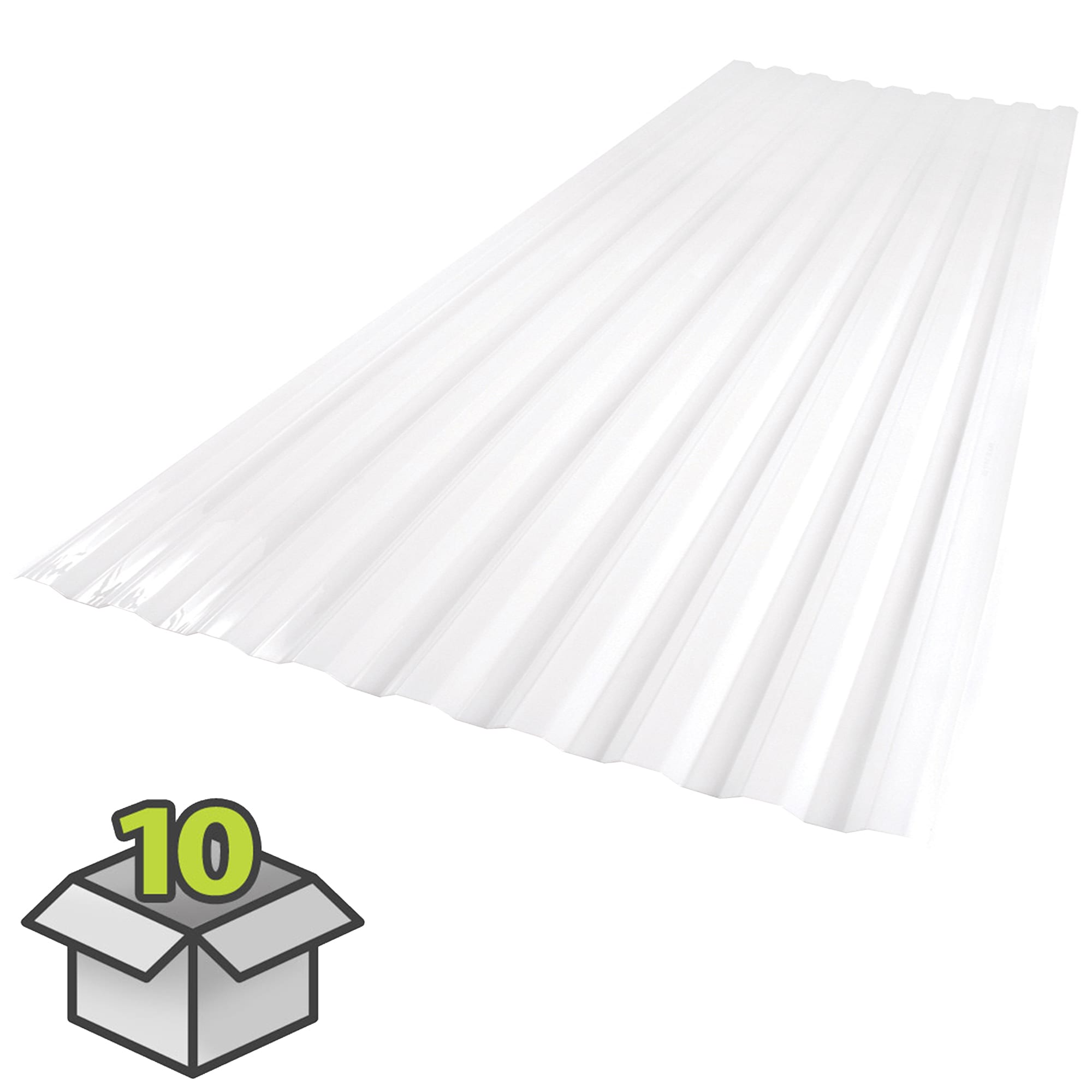 SUNTUF 400989 Suntuf 2-Feet x 6-Feet Corrugated White opal Polycarbonate plastic Roof Panel 10 -Pack