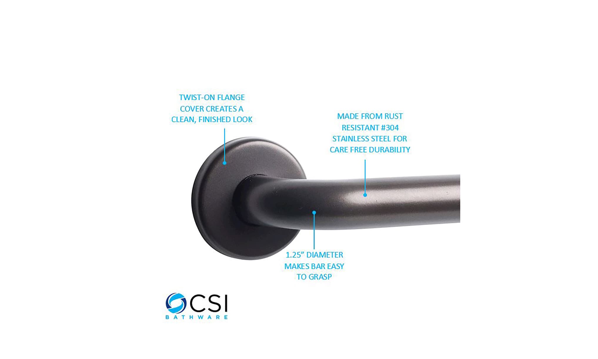 CSI Bathware BAR-SB18-TW-125-OB Grab-Bars - View #2