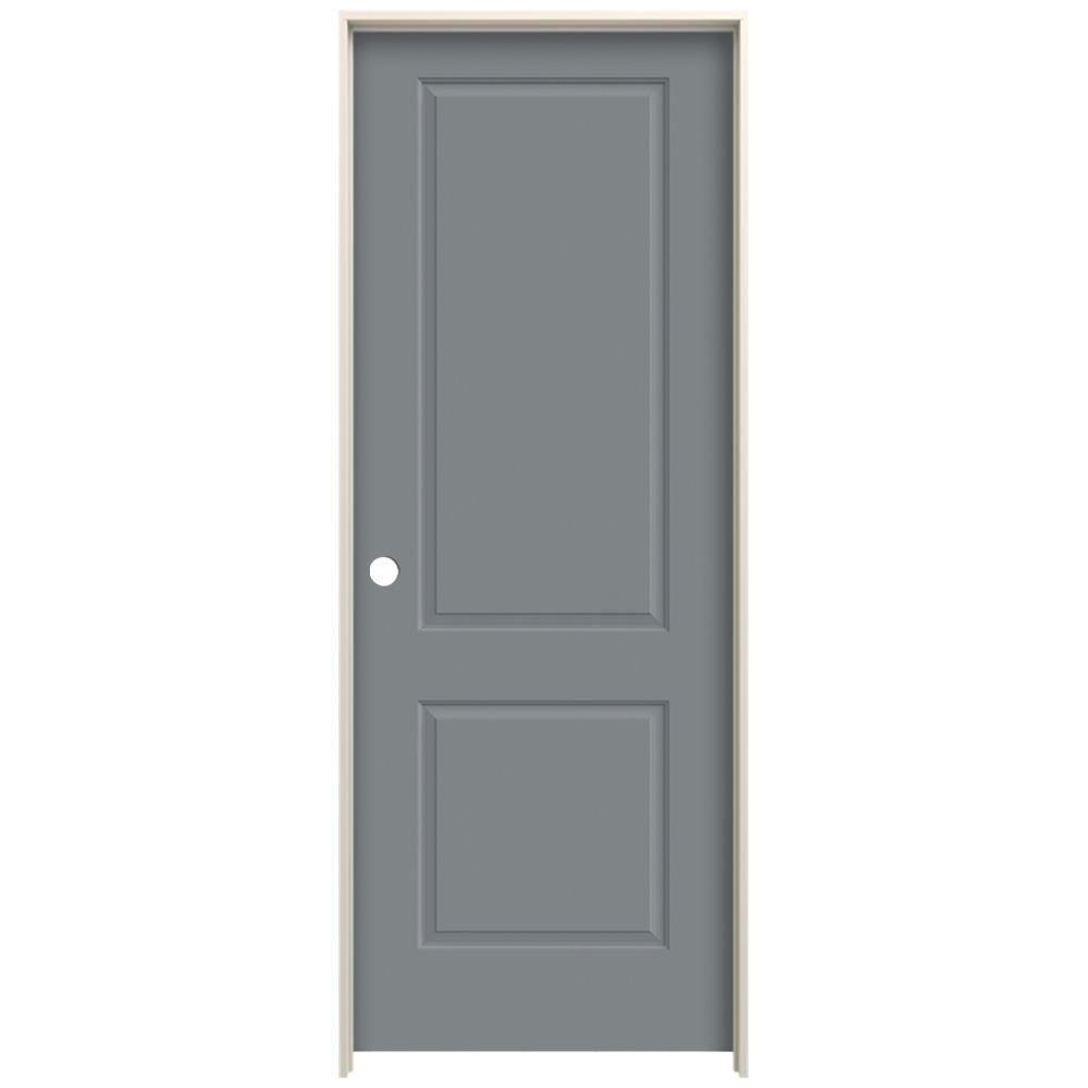 JELD-WEN LOWOLJW225700043 28-in x 80-in Graphite Hollow Core 2-panel Square Right Hand Smooth Prefinished Molded Composite Flat Jamb Single Prehung Interior Door