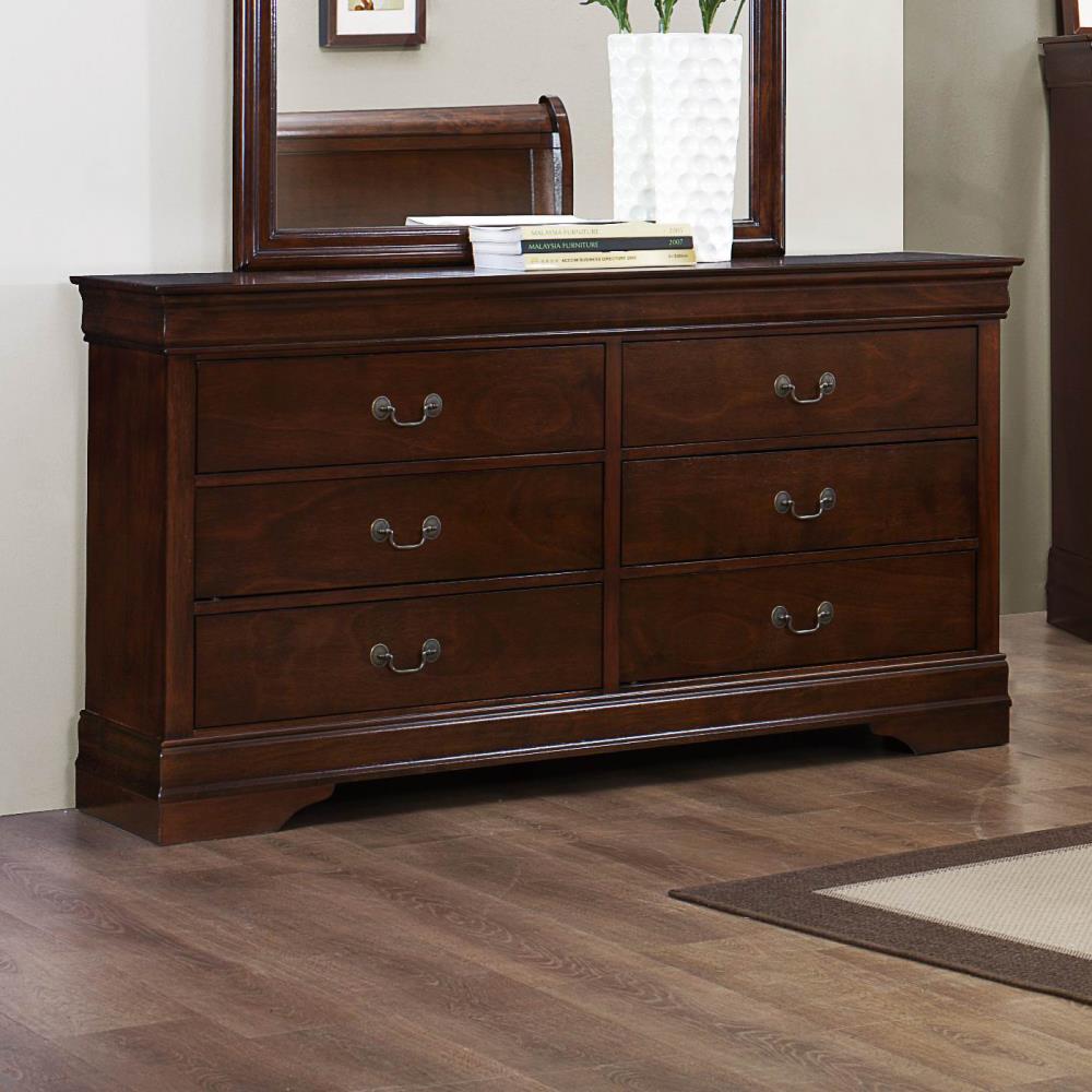 Homelegance Mayville Burnished Brown Cherry Rubberwood 6-Drawer Double ...