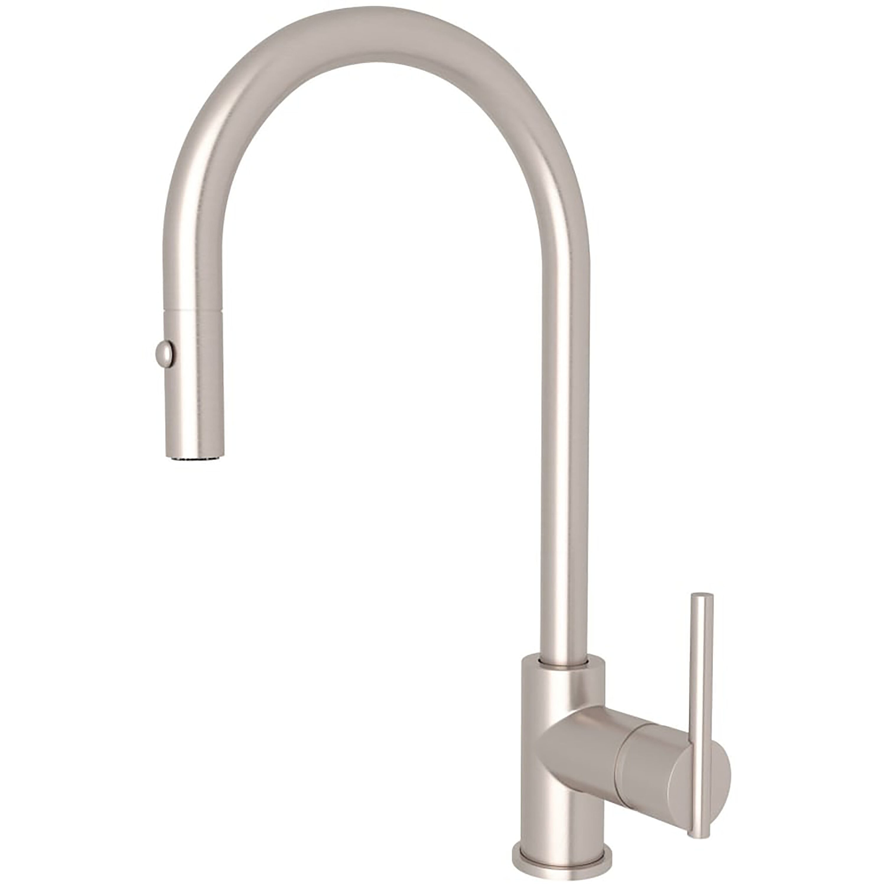 Rohl CY57L-STN-2 Satin Nickel Single Handle Deck-mount Kitchen Faucet with Sprayer