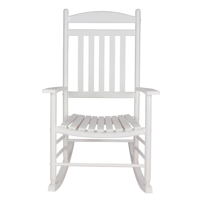 Maine White Wood Frame Rocking Chair, White Wooden Outdoor Rockers