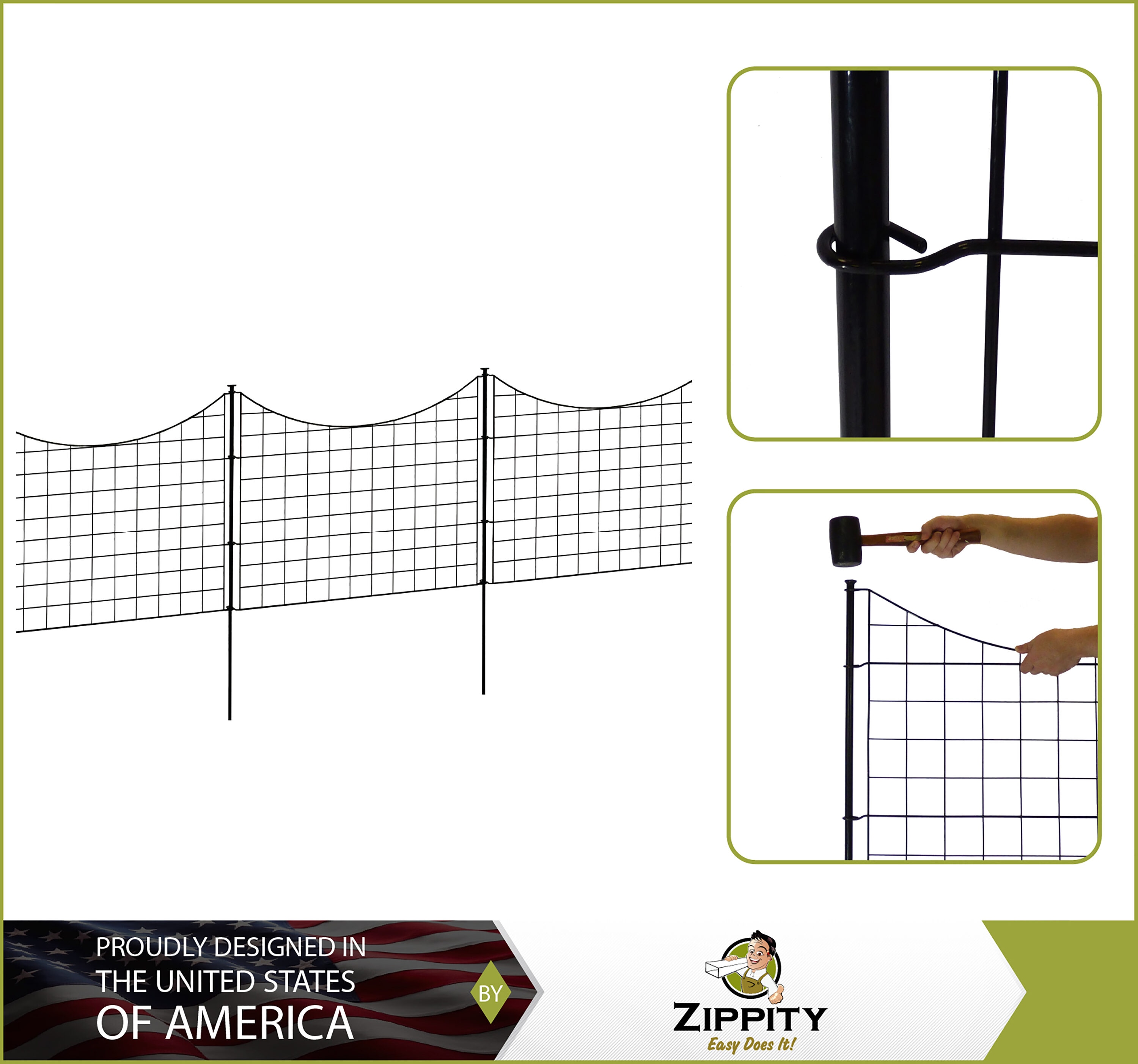 Zippity Outdoor Products 5 Panels 2-ft H x 2-ft W Black Galvanized Iron ...