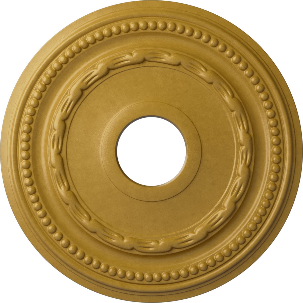 Ekena Millwork CM15FEIGS Federal 15.375-in W x 15.375-in L Painted Iridescent Gold Polyurethane Whole Ceiling Medallion
