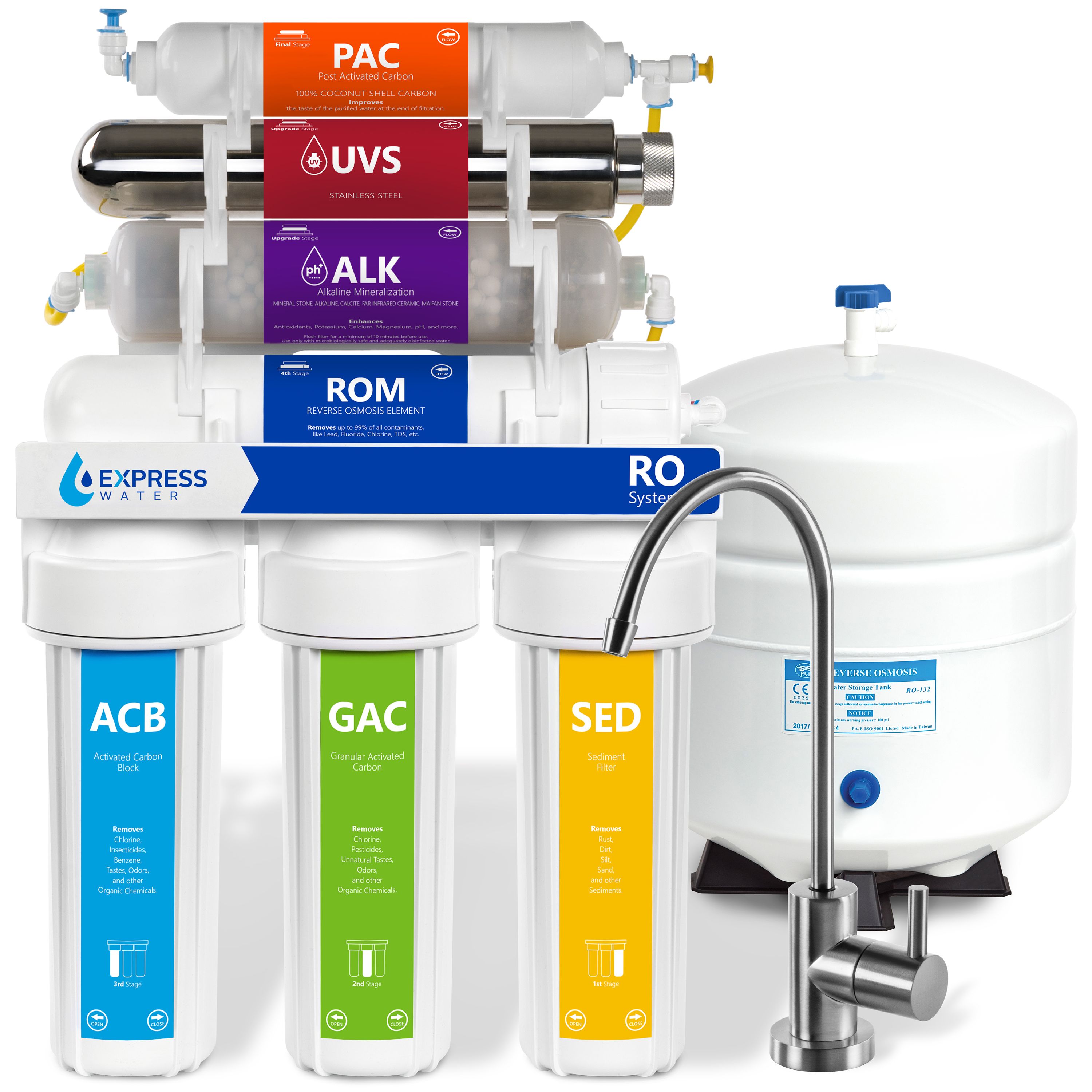 Express Water ROALKUV10M 7-stage Multi-method Reverse Osmosis Filtration System #ROALKUV10M