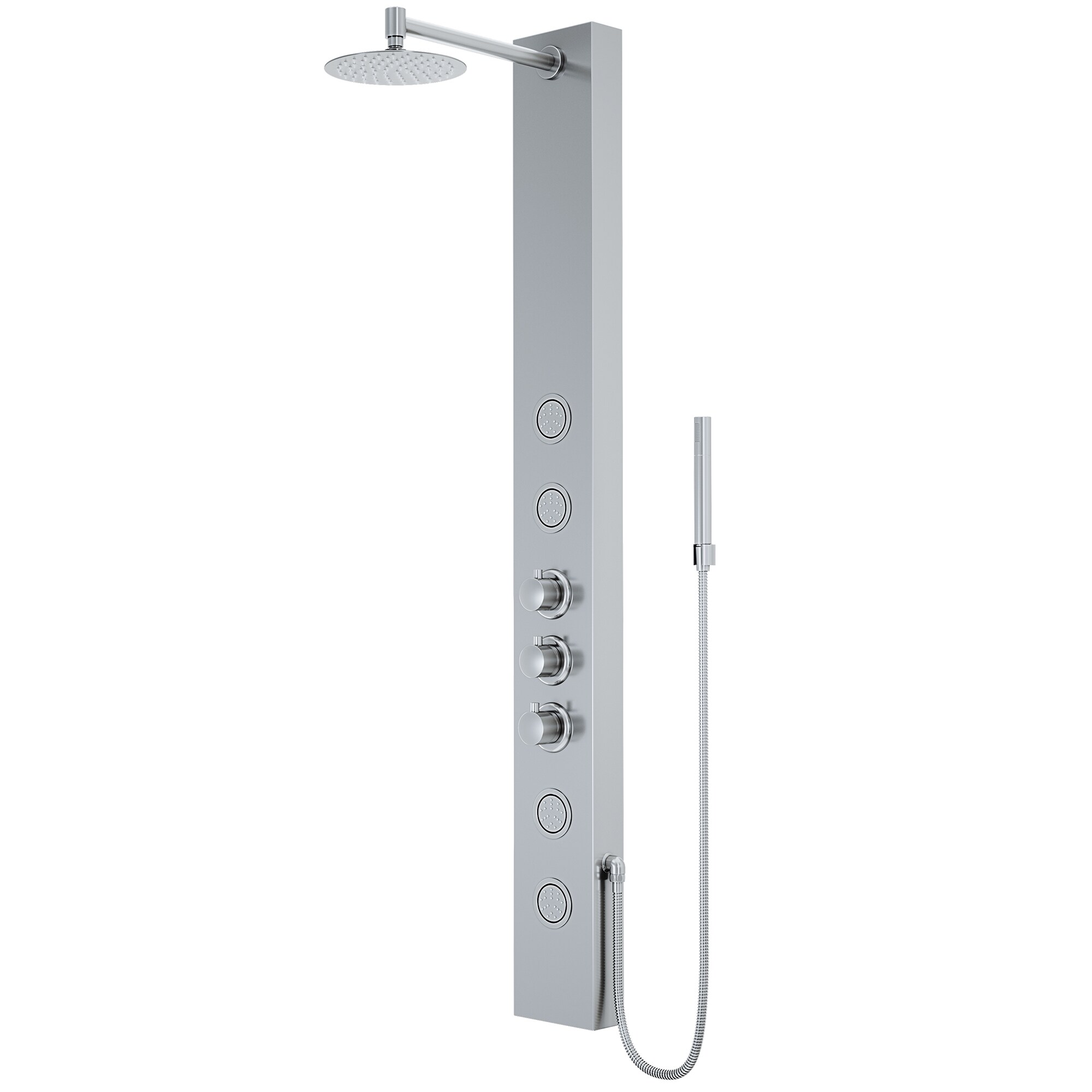 VIGO VG08013ST Ellington Stainless steel 8-in Waterfall Shower Panel System with 3-way Diverter ( Thermostatic Valve Included )
