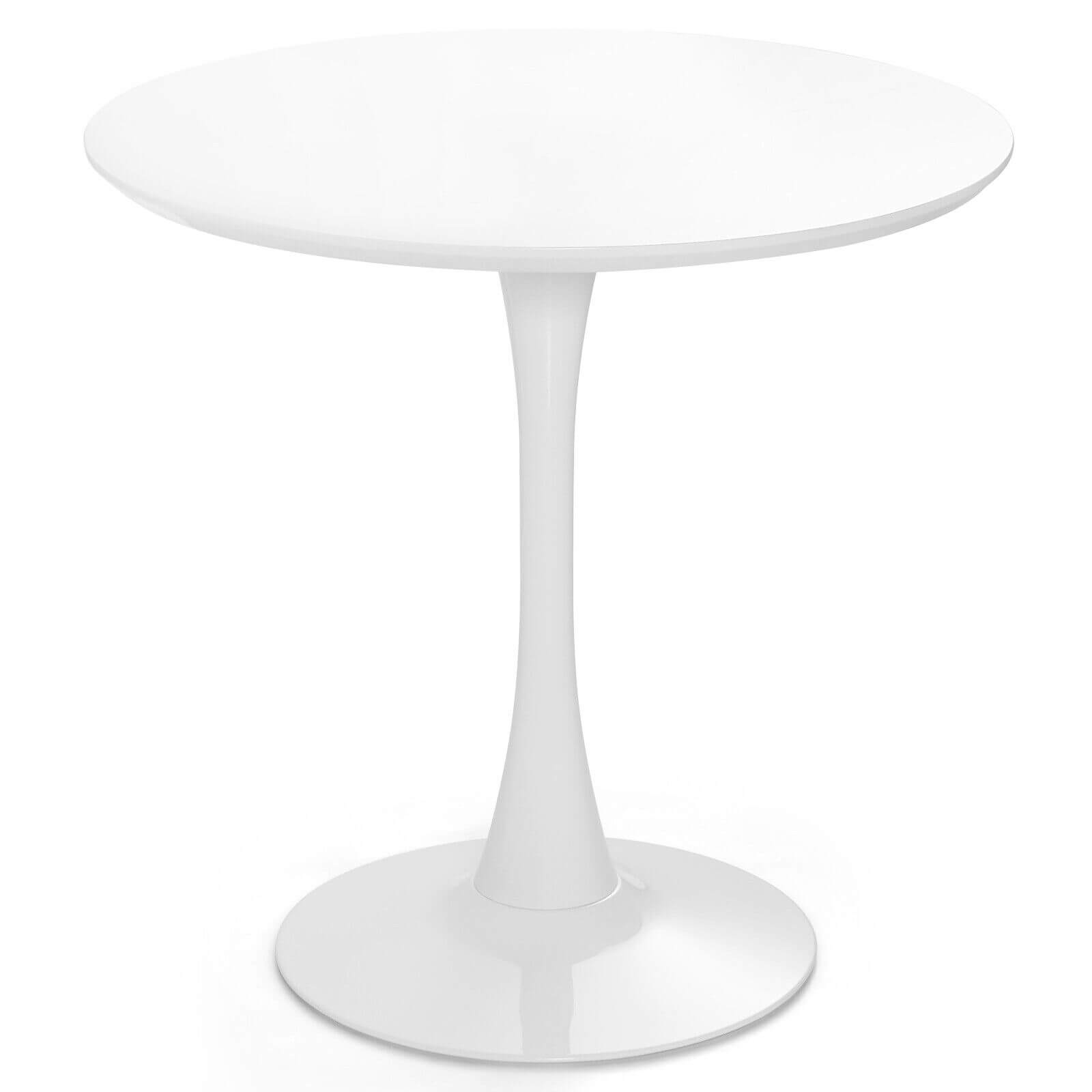 Slickblue D-CO-HW20401VH White Round Tulip Dining Table MDF Top with Metal Pedestal Base 32 Inch L x 30 Inch H Ideal for Dining Room Kitchen or Apartment