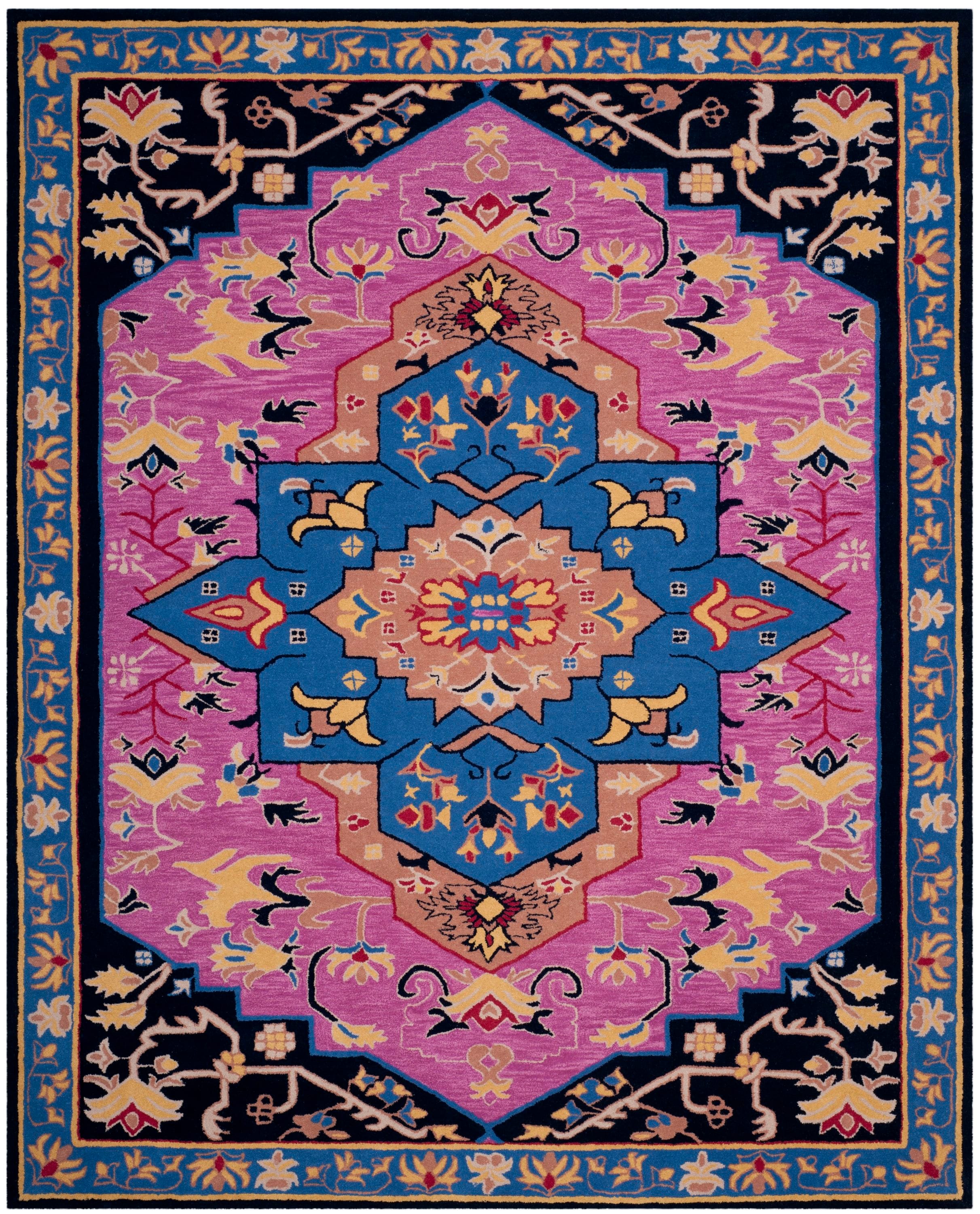 Safavieh BLG506A-8 Bellagio Palma 8 x 10 (ft) Tufted Wool Pink/Multi Rectangular Indoor Floral/Botanical Farmhouse/Cottage Area rug