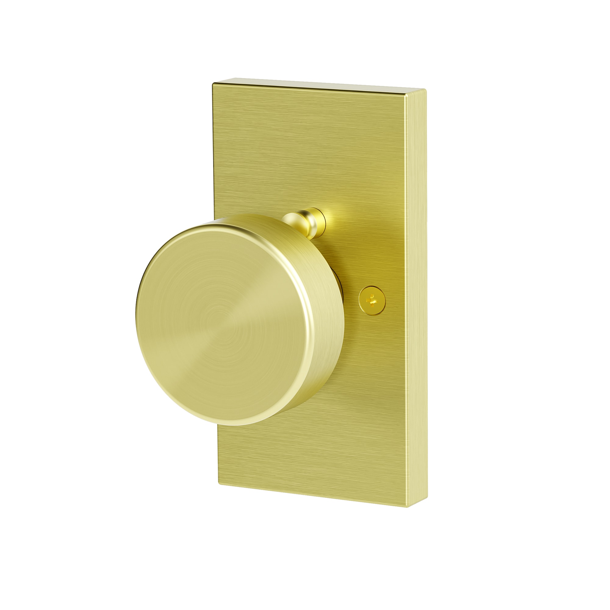 Senyhardware Brushed Gold Privacy Interior Door Knob for Bed and Bath with Round Knob and Rectangular Backplate Locking Function