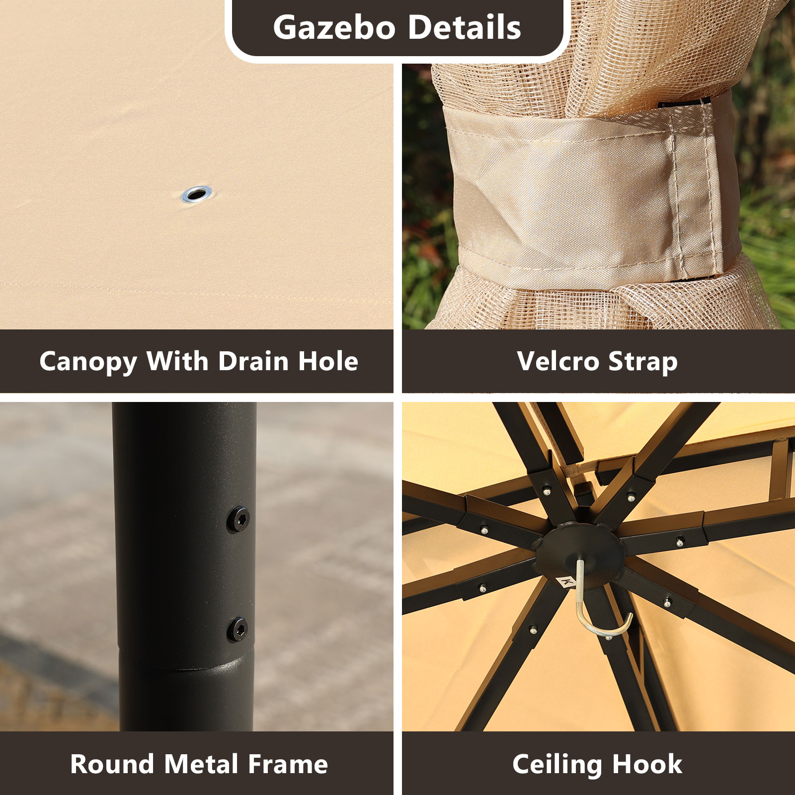 Aoodor A034-PBKKI Wood-Resin-Gazebos - View #3