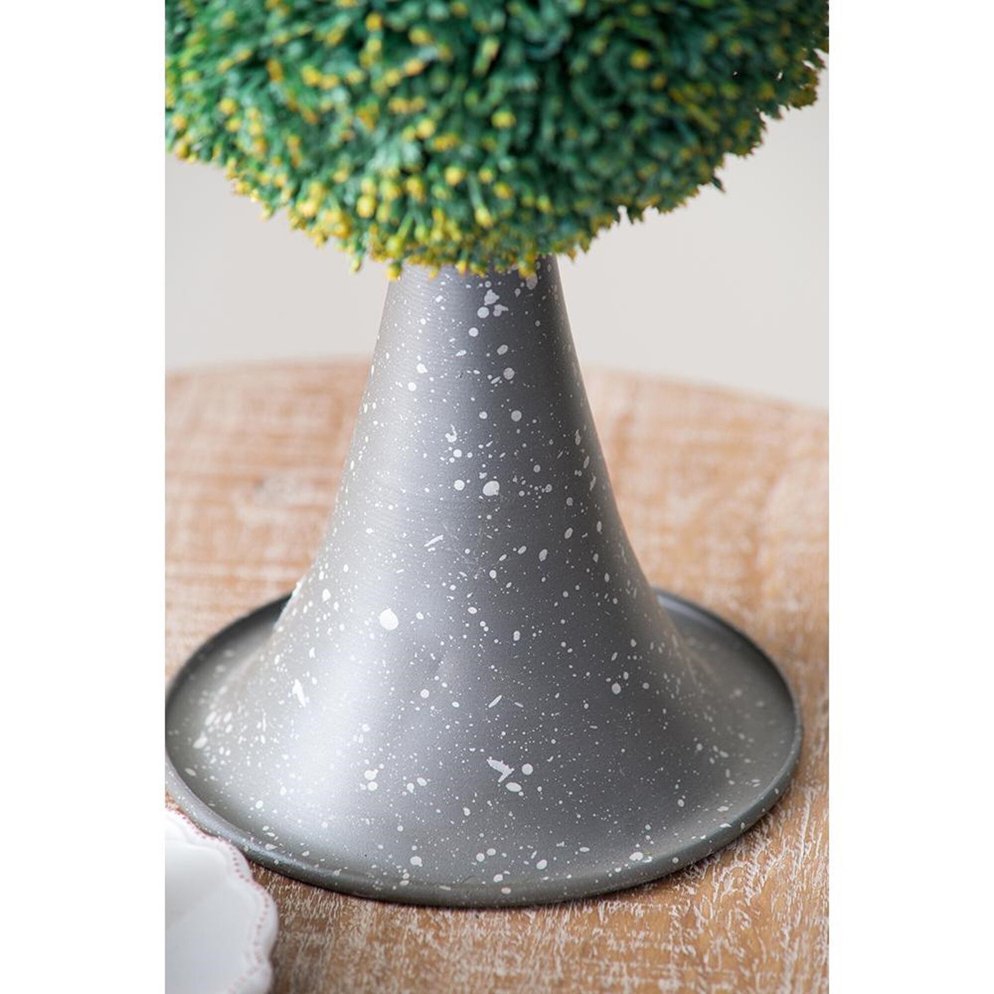 Antique Bronze and Green Faux Boxwood Double Sphere Topiary